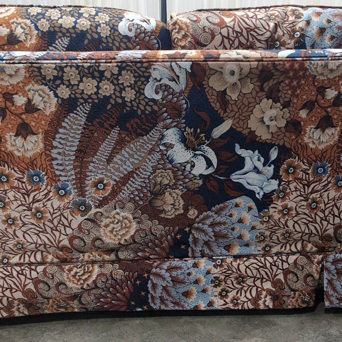 Ornate Floral Paisley Patterned Three-Seat Couch