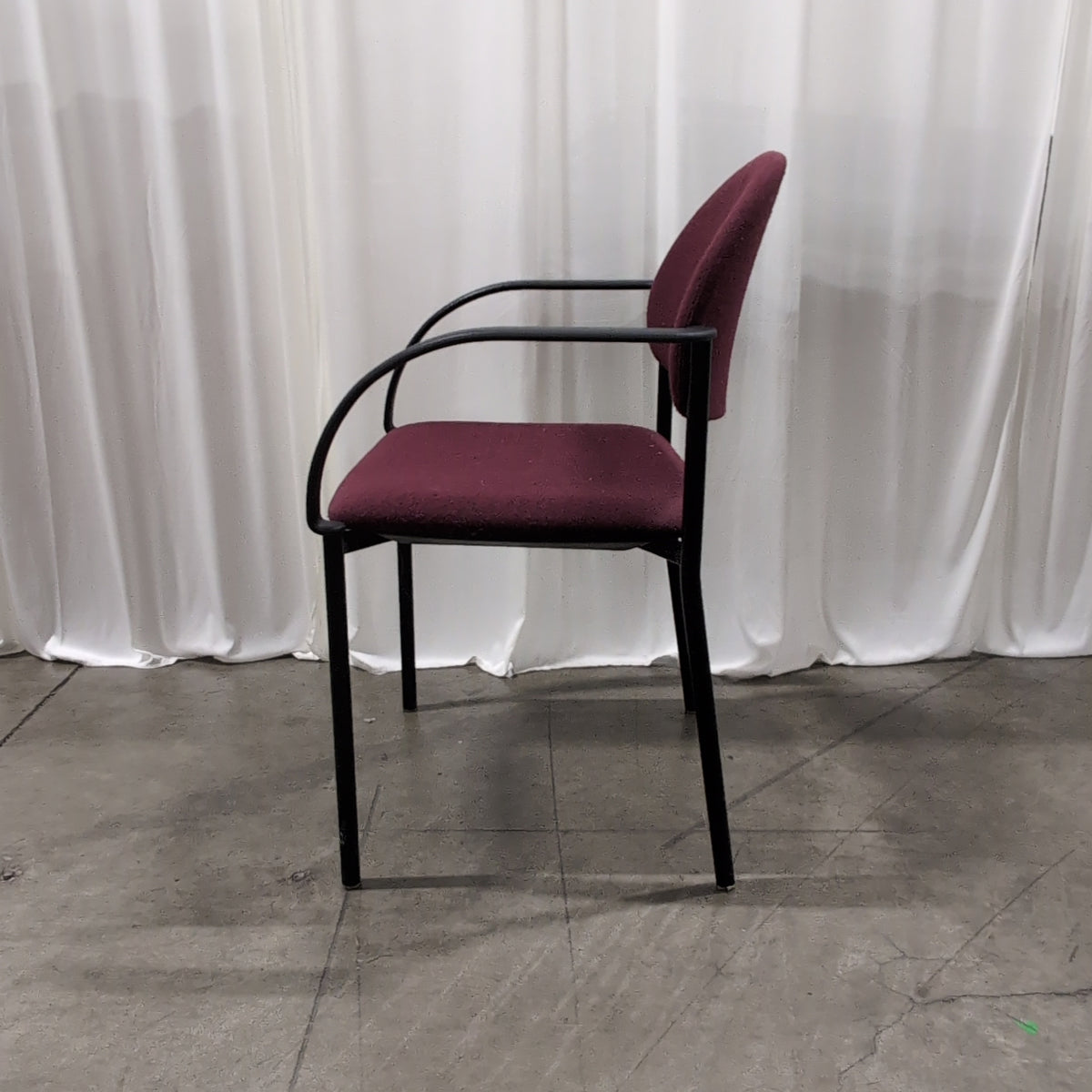 Dark Grey Metal Frame Office Chair in Burgundy Fabric