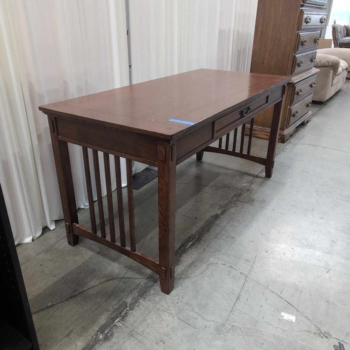 Dark Wood Writing Desk with a Single Drawer