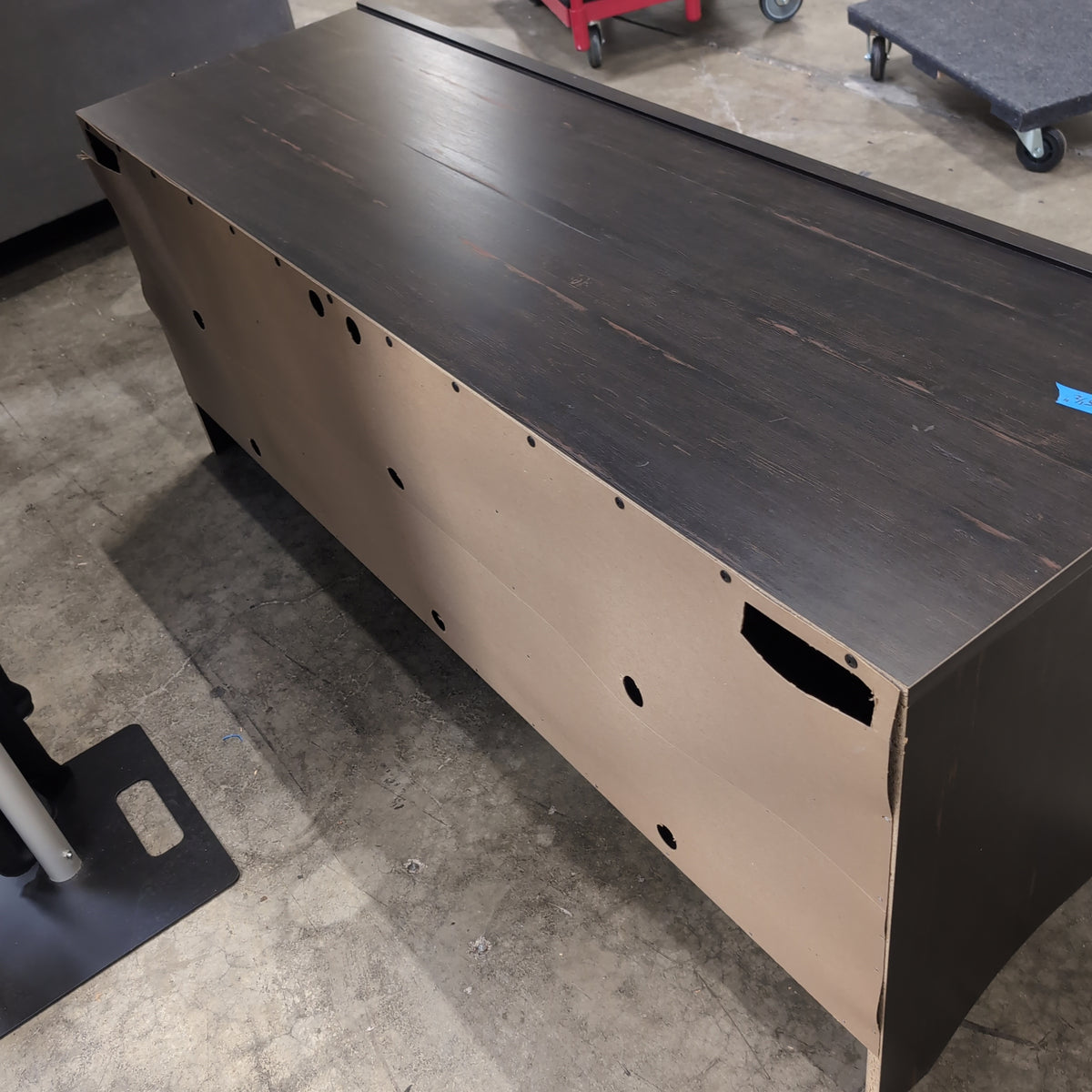 Dark Espresso Wood TV Stand with Louvered Doors