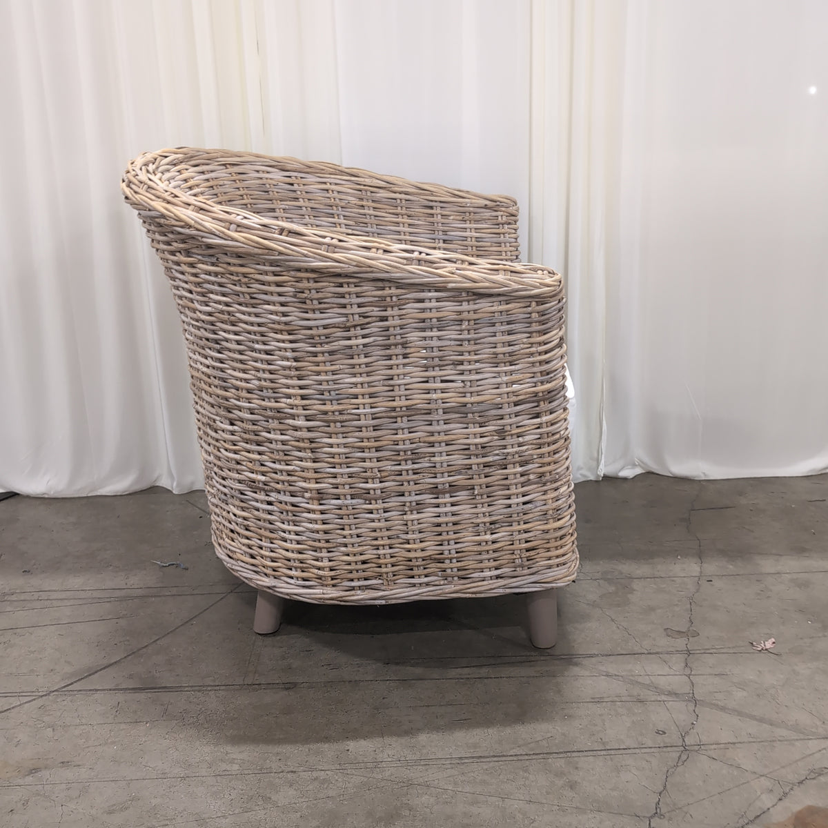 JOUR Natural Wicker Barrel Chair with Cream Cushion