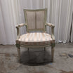 French Provincial Cane Back Accent Chair with Striped Upholstery