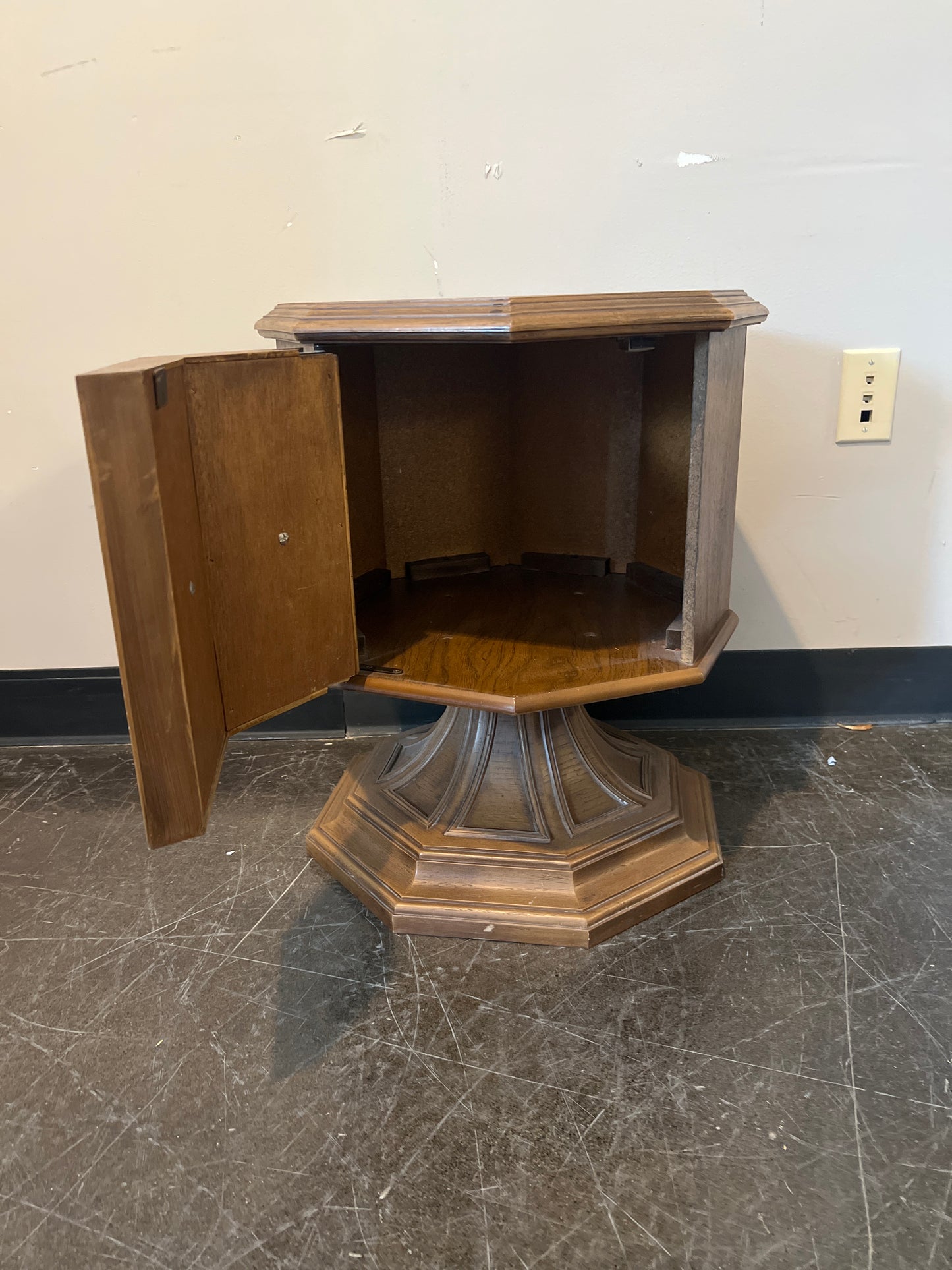 Vintage Hexagon Side Table with Carved Detail