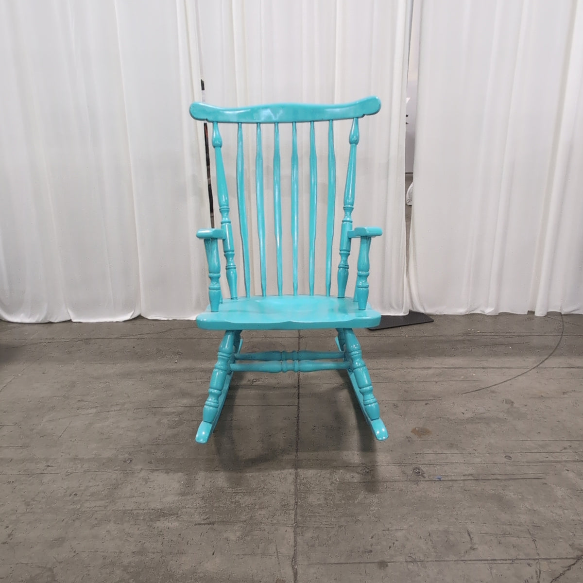 Bright Teal Spindle Back Rocking Chair in Wood