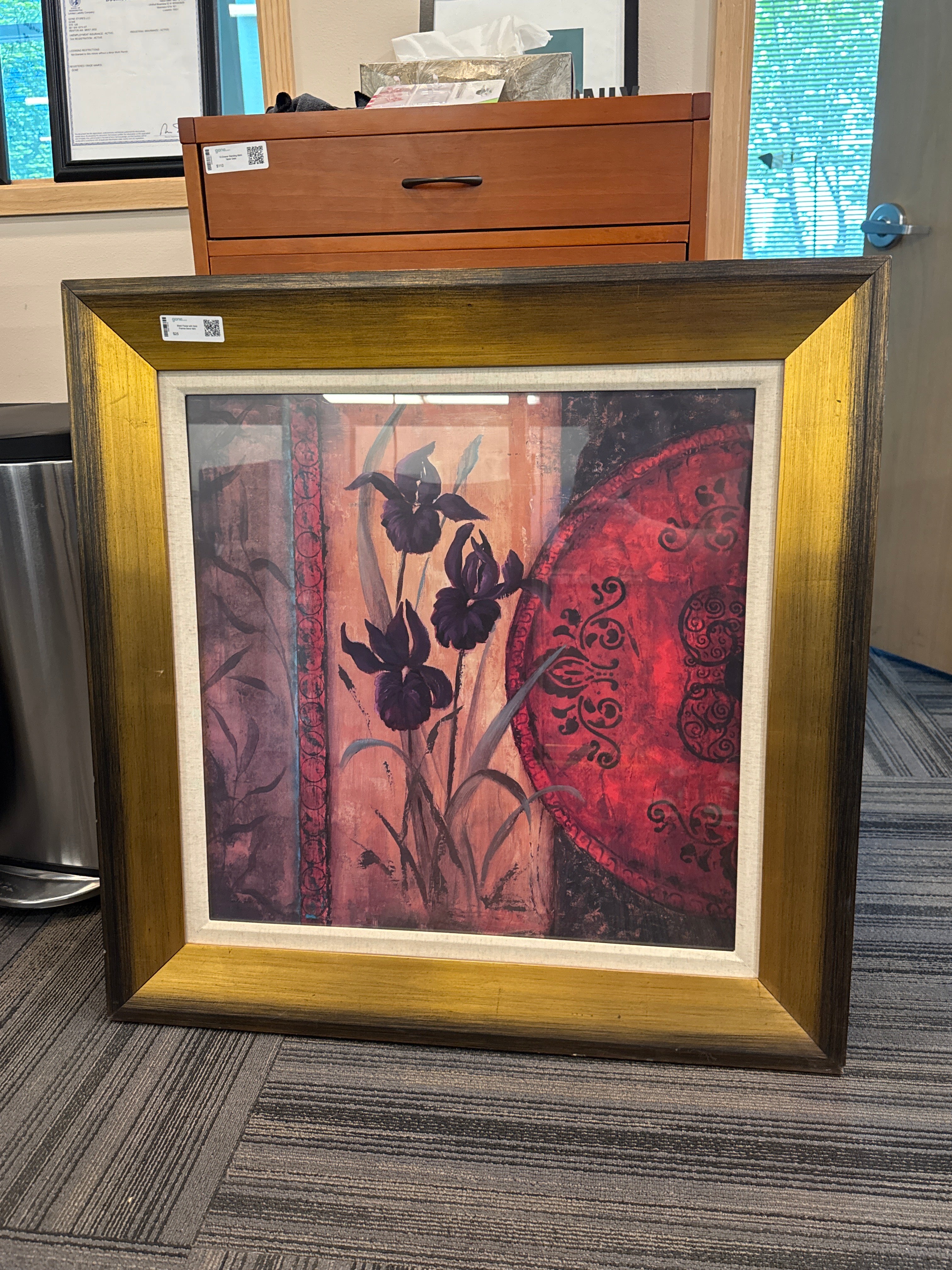 Black Flower with Gold Frames Decor Item