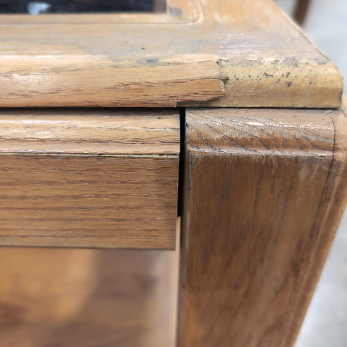 Light Brown Wood End Table with Glass Top
