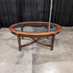 Traditional Oval Coffee Table with Glass Top