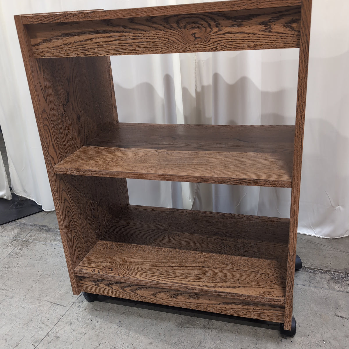 Oak-Look Rolling Shelf Unit with Top Drawer