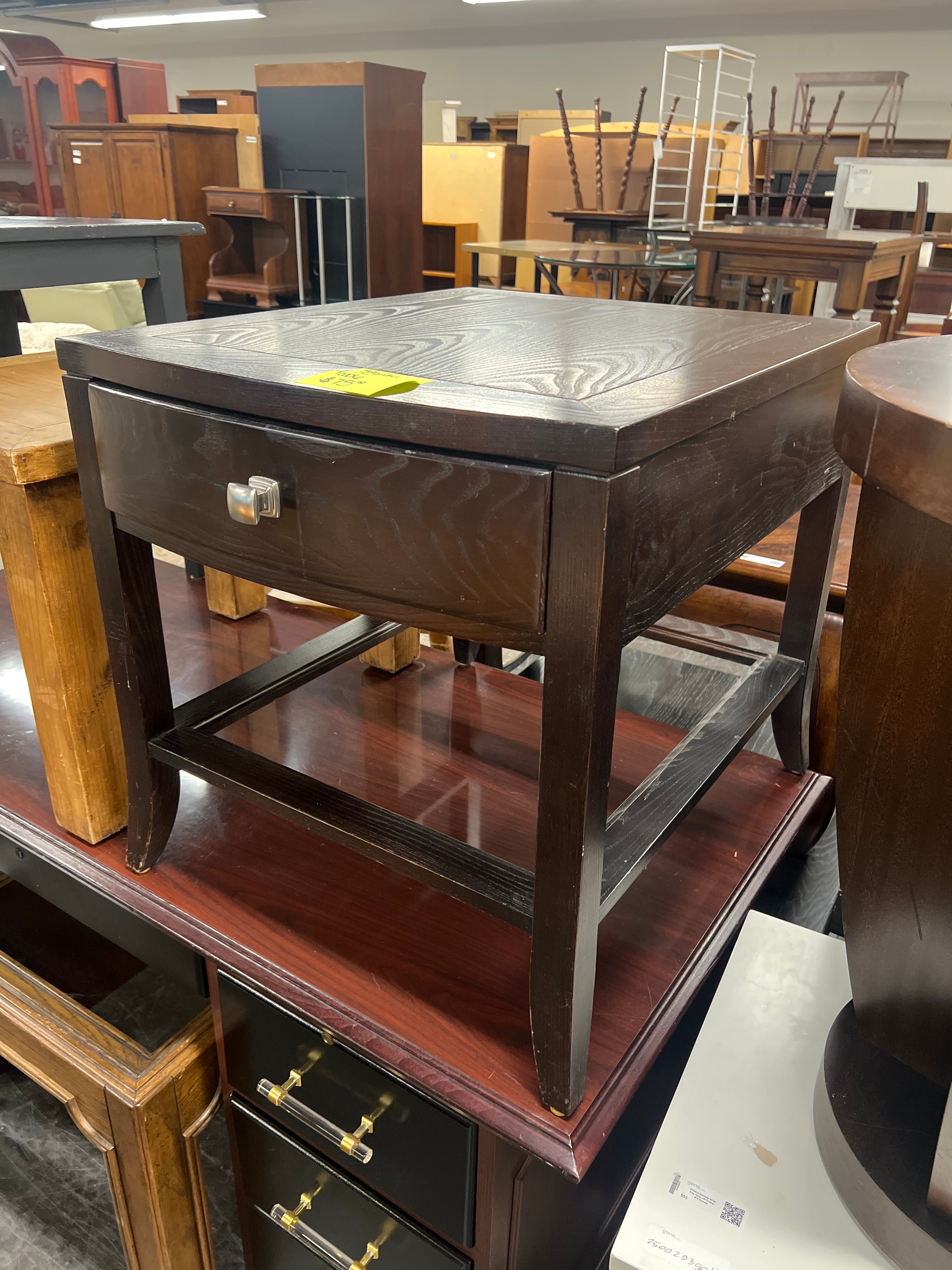 Dark Hardwood Stanley Side Table with Drawer