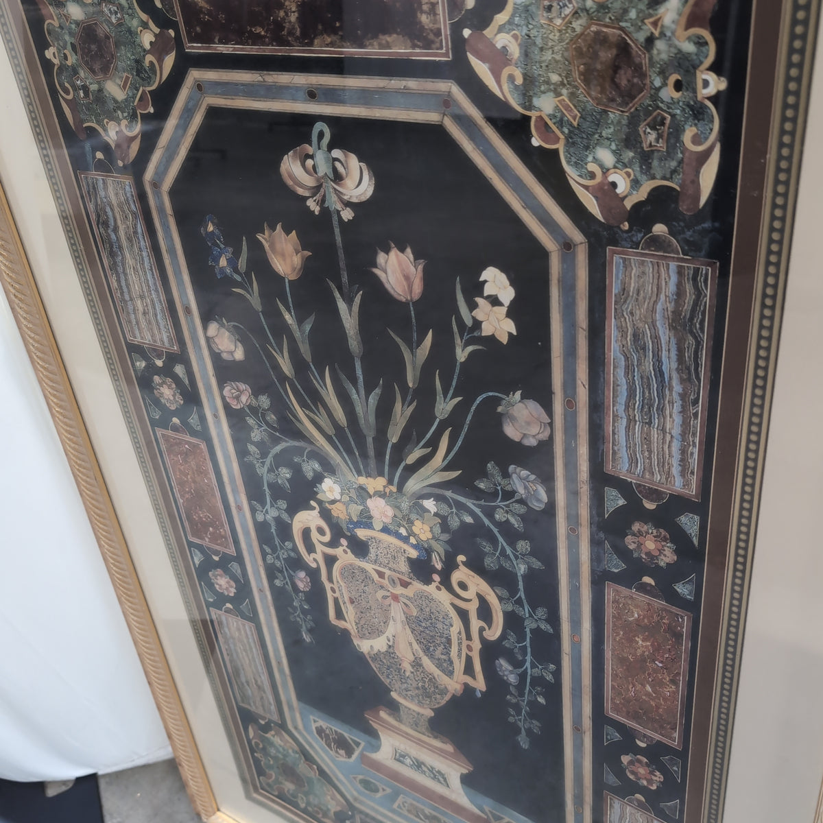 Ornate Floral Urn Framed Art with Gold Tone Frame