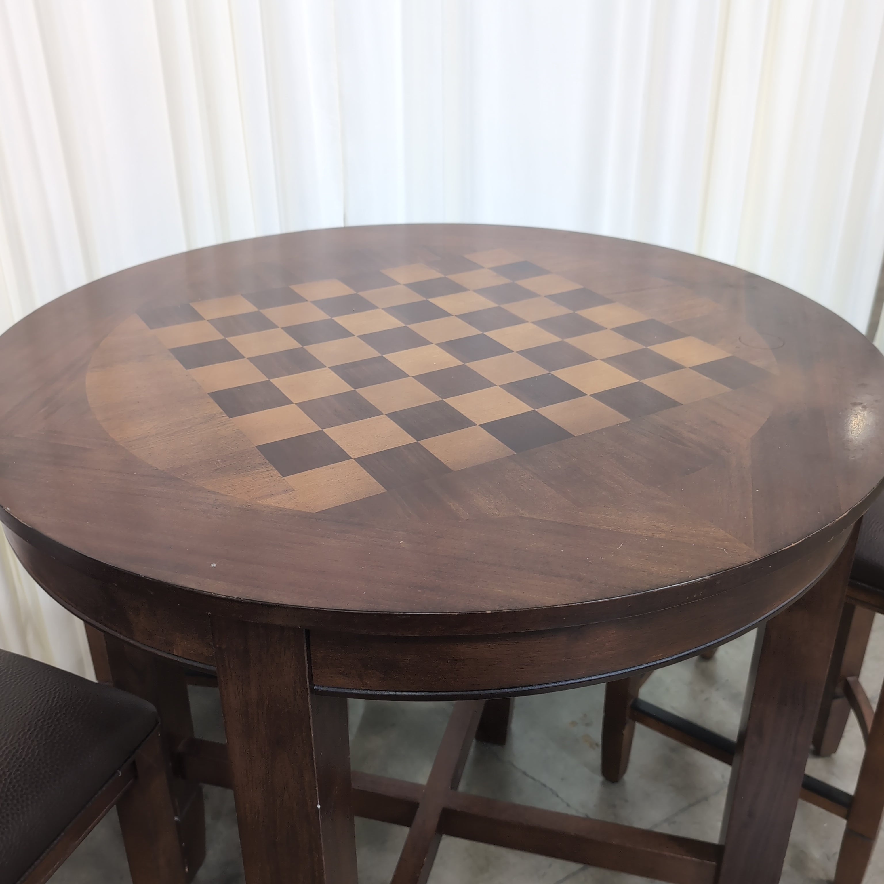Dark Wood Counter Height Game Table with Three Stools