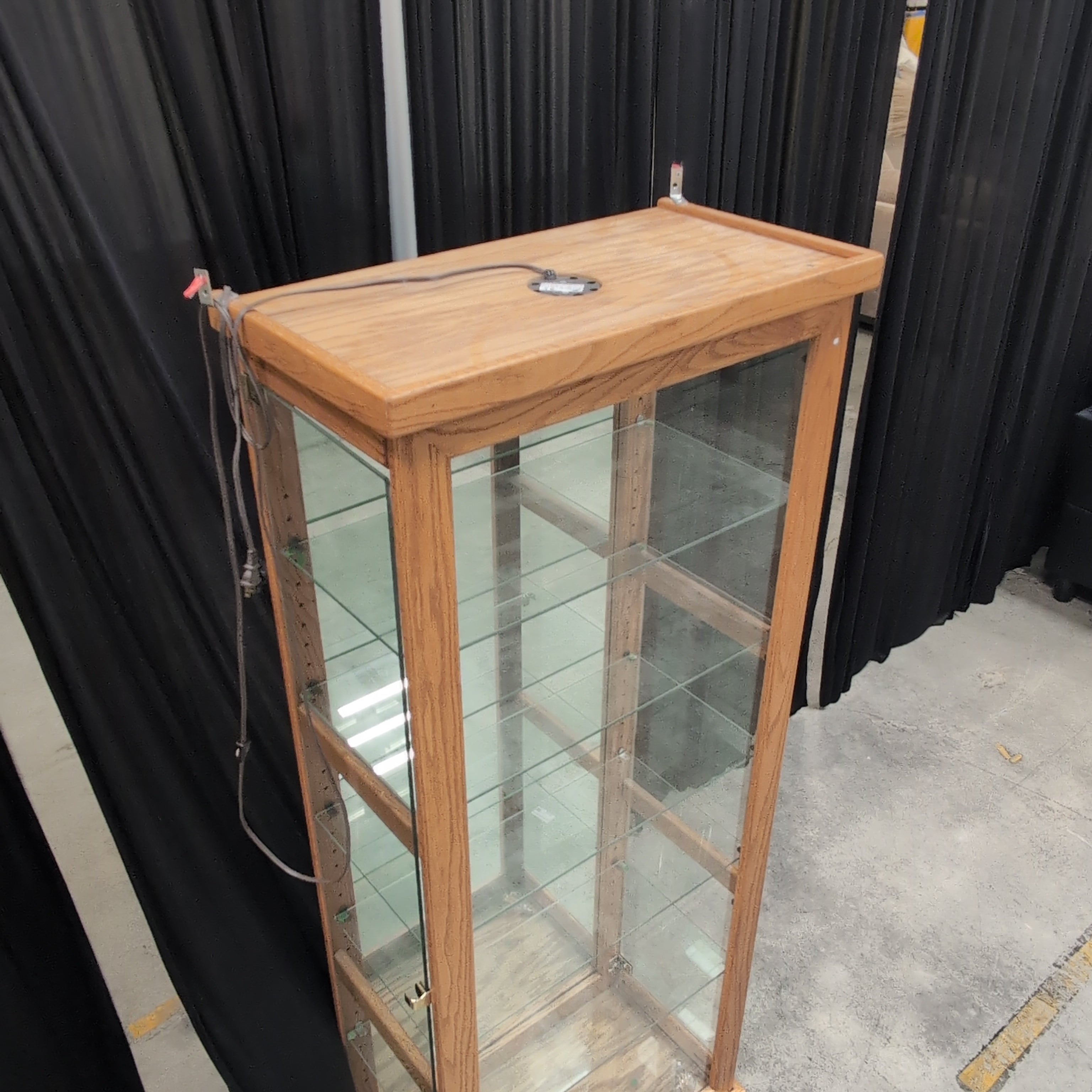 Natural Wood Display China Cabinet with Glass Shelves