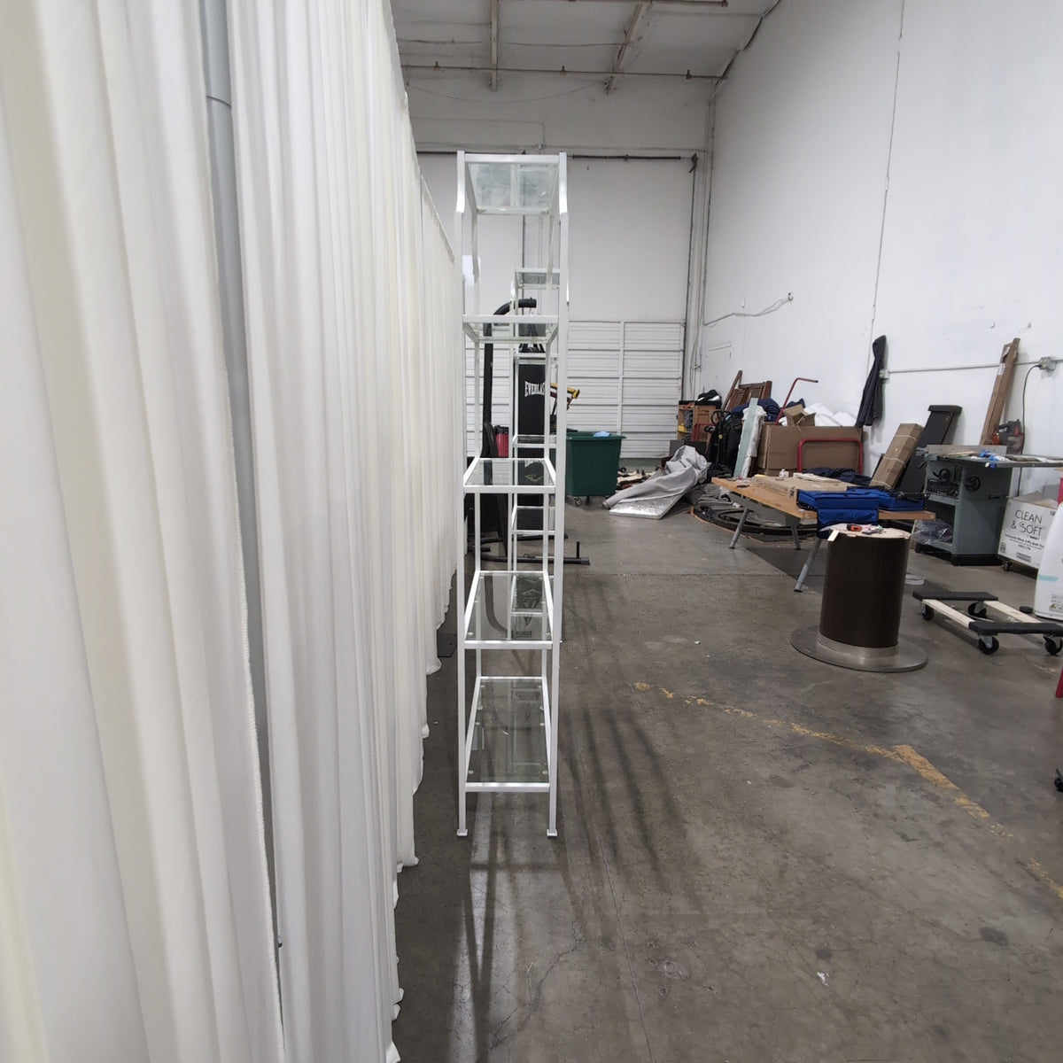 White Metal Frame Bookcase with Scalloped Top
