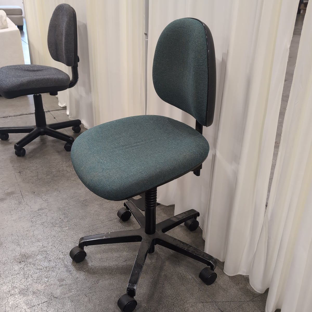 Dark Teal Fabric Swivel Office Chair