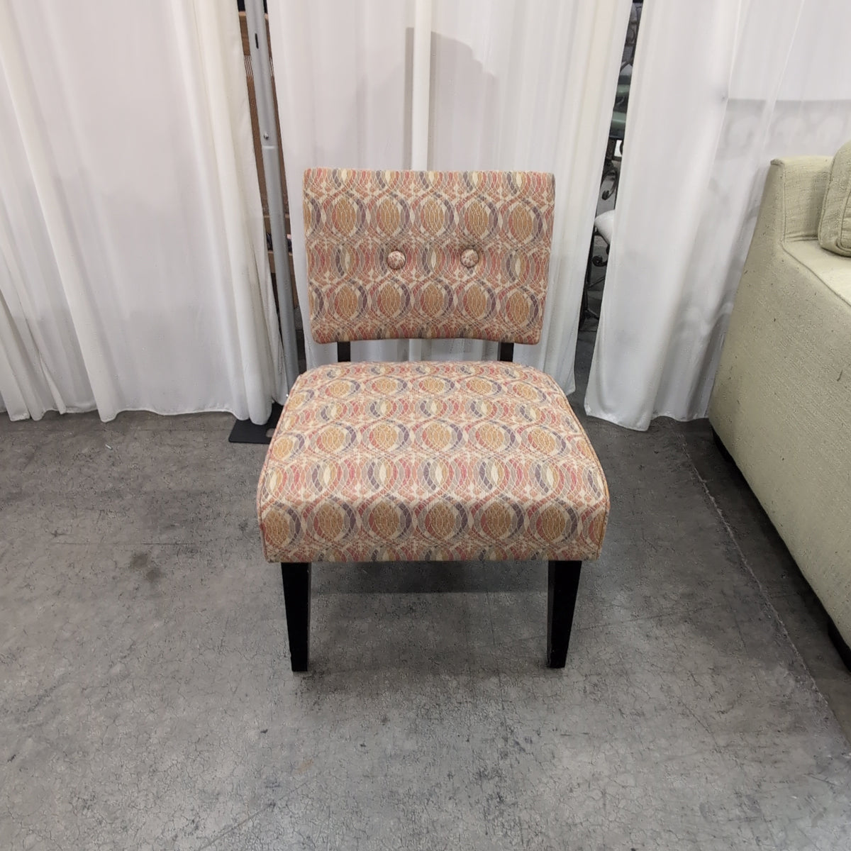 Crate & Barrel-Vintage Orange Patterned Upholstered Armchair