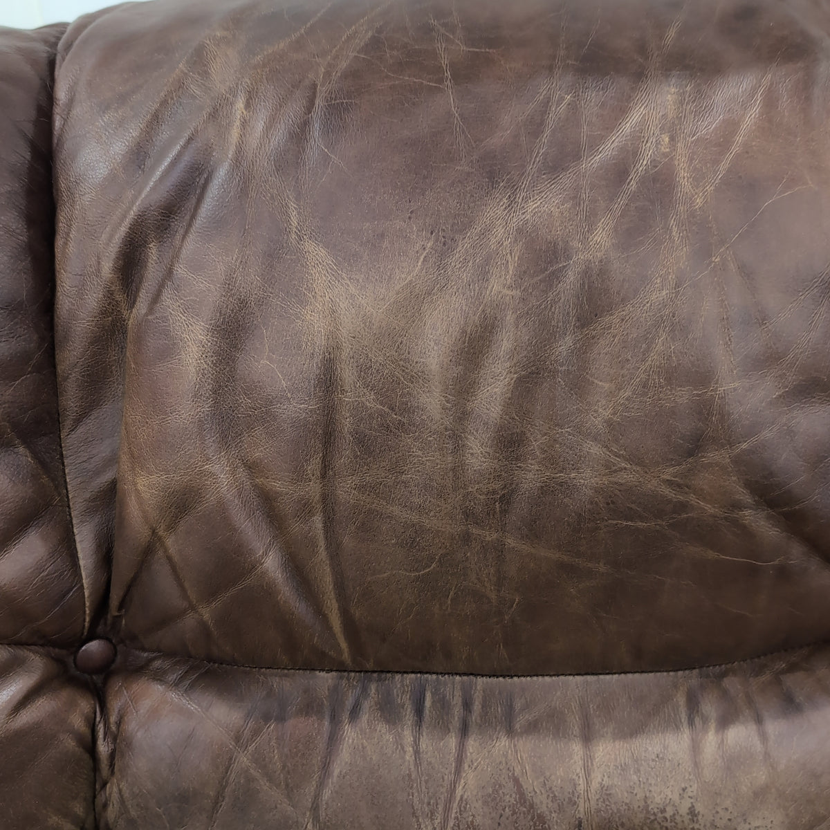 Brown Overstuffed Leather Recliner Chair