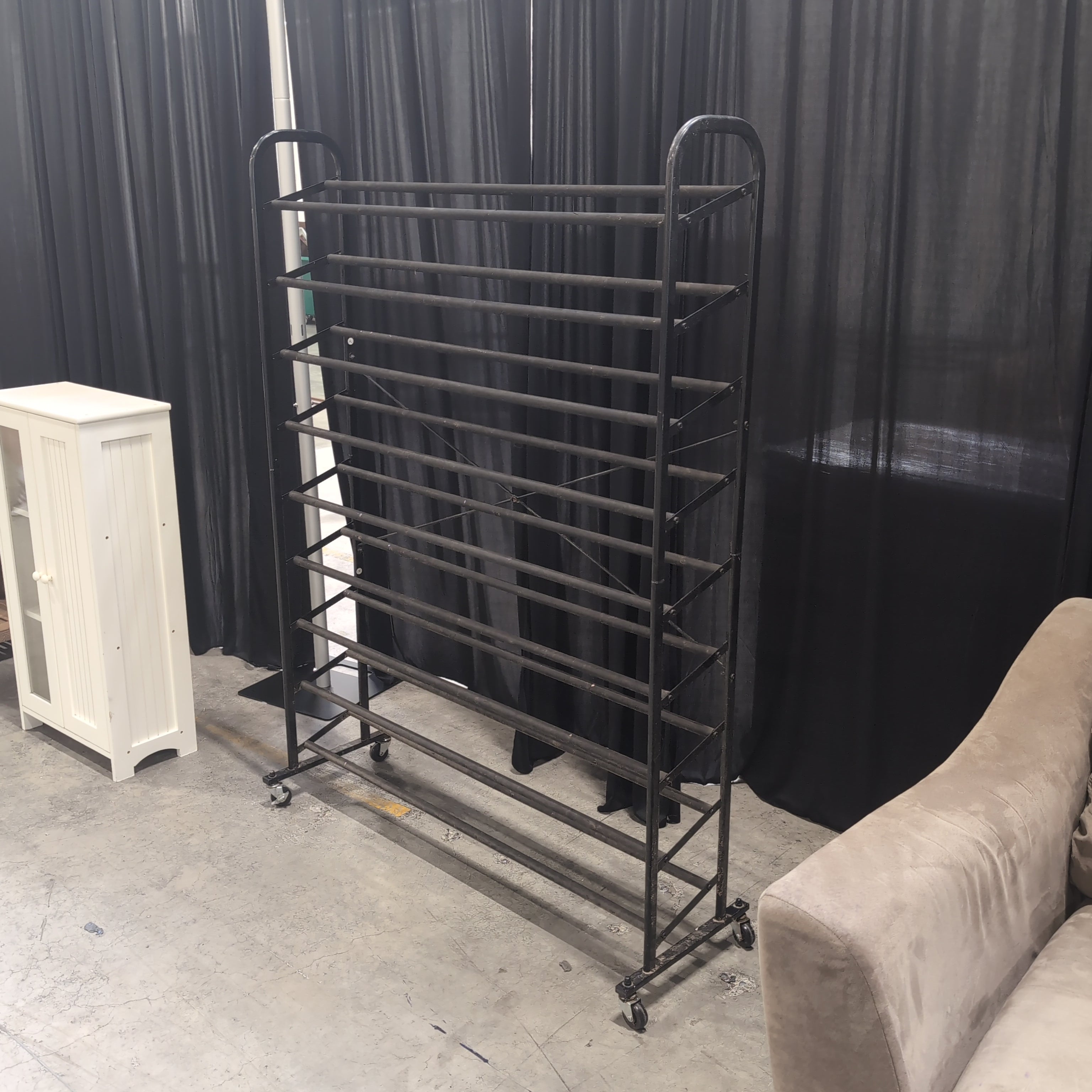 Black Metal Multi-Tier Rolling Shoe Rack