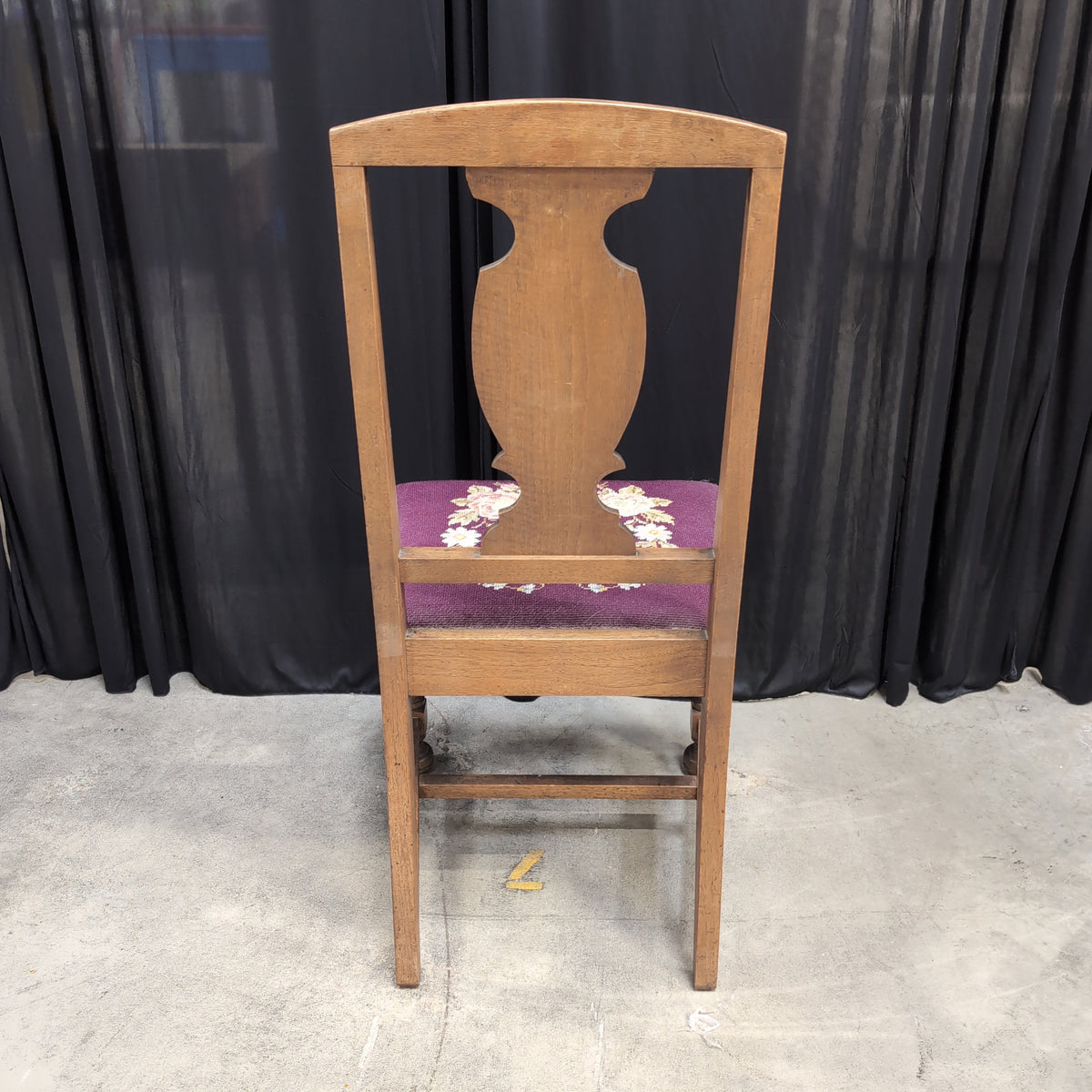Traditional Dark Wood Dining Chair with Needlepoint Seat