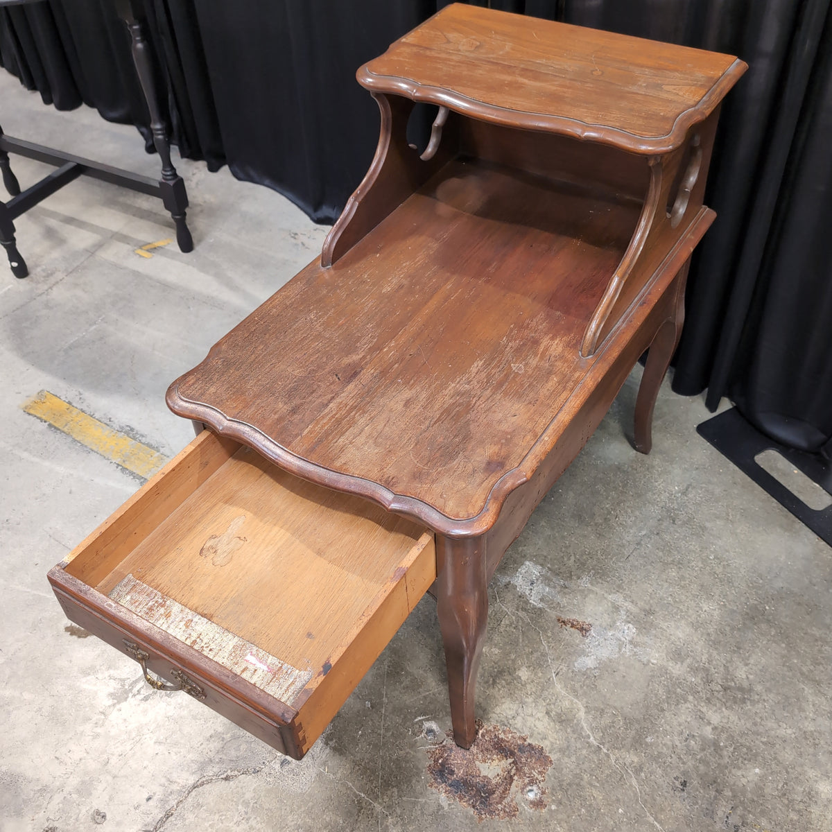 Traditional Brown Wood End Table with Two Tiers
