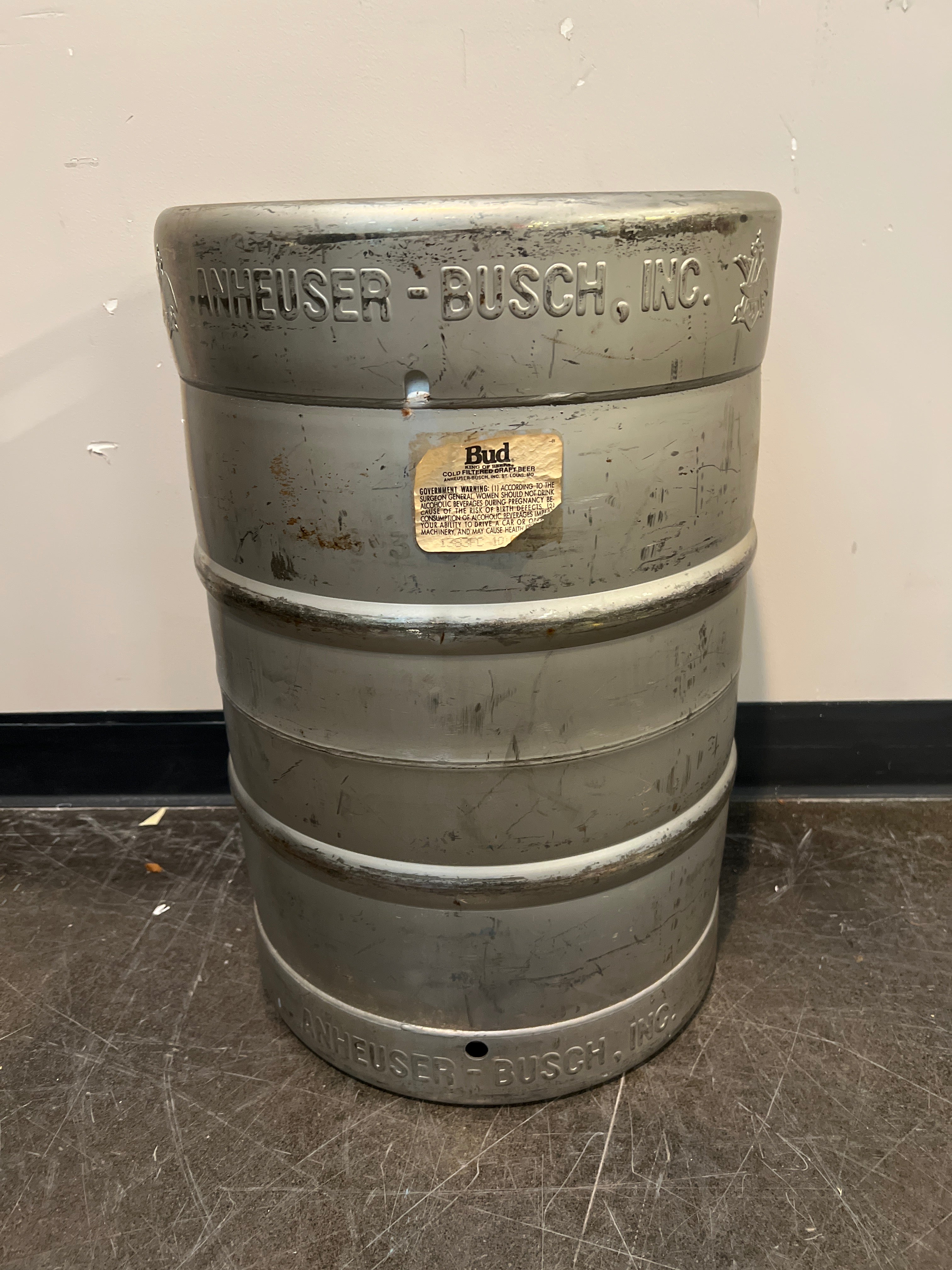 Vintage Anheuser-Busch Stainless Steel Beer Keg (Empty)