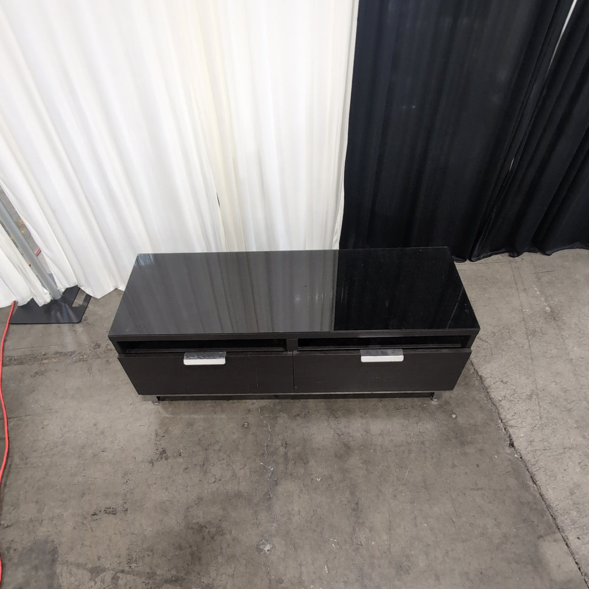 Dark Wood Low Profile TV Stand with Drawer