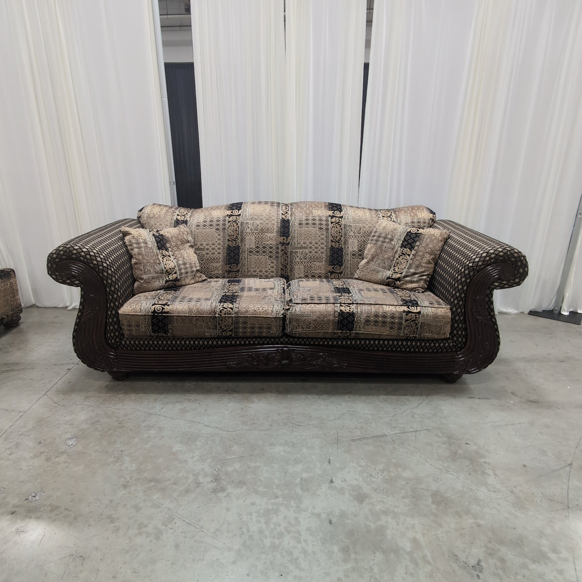 Ornate Gold and Black Patterned Couch