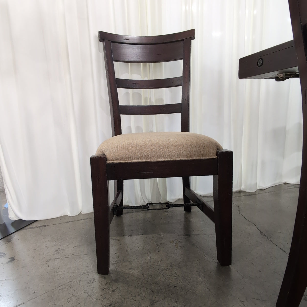 Dark Wood Plank Top Dining Table