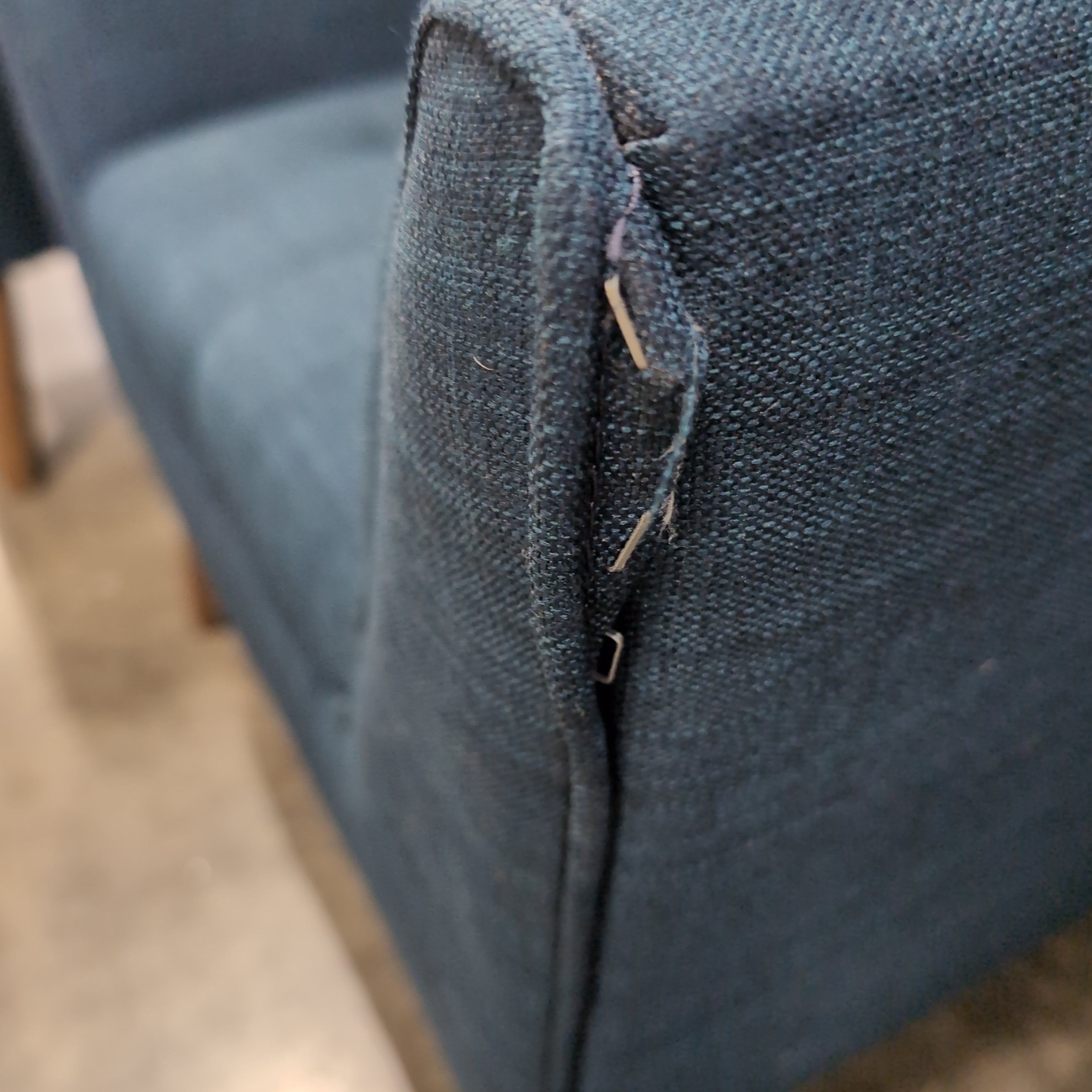 Mid-Century Modern Blue Fabric Armchair