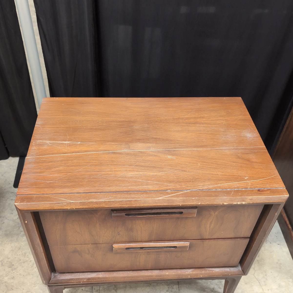 Mid-Century Modern Two-Drawer Nightstand with Integrated Pulls