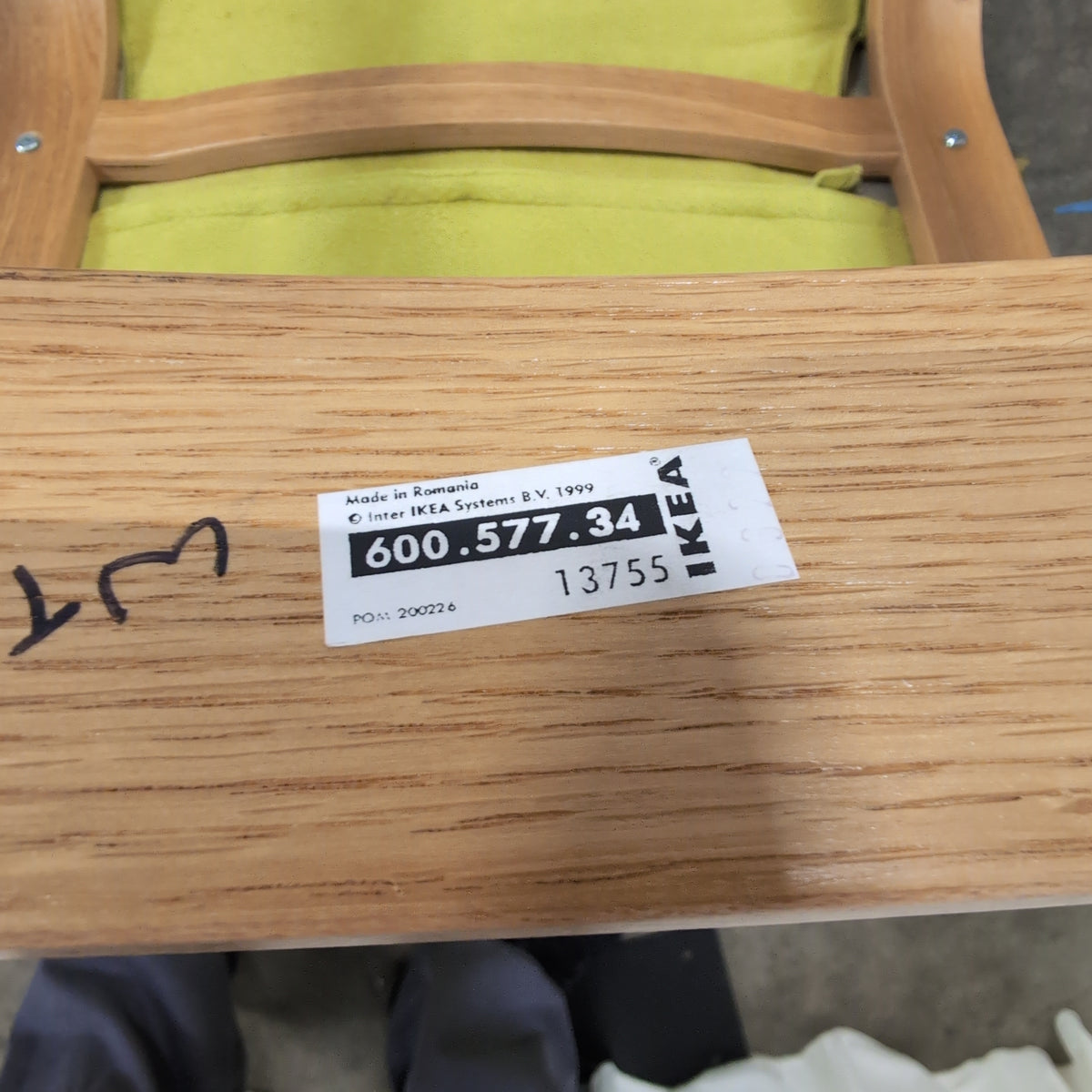 Lime Green Fabric Low Profile Lounge Chair with Wood Base
