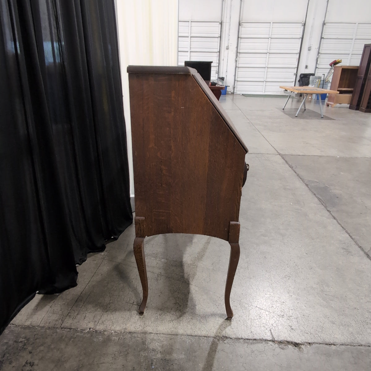 Antique Dark Wood Secretary Desk with Drop Front
