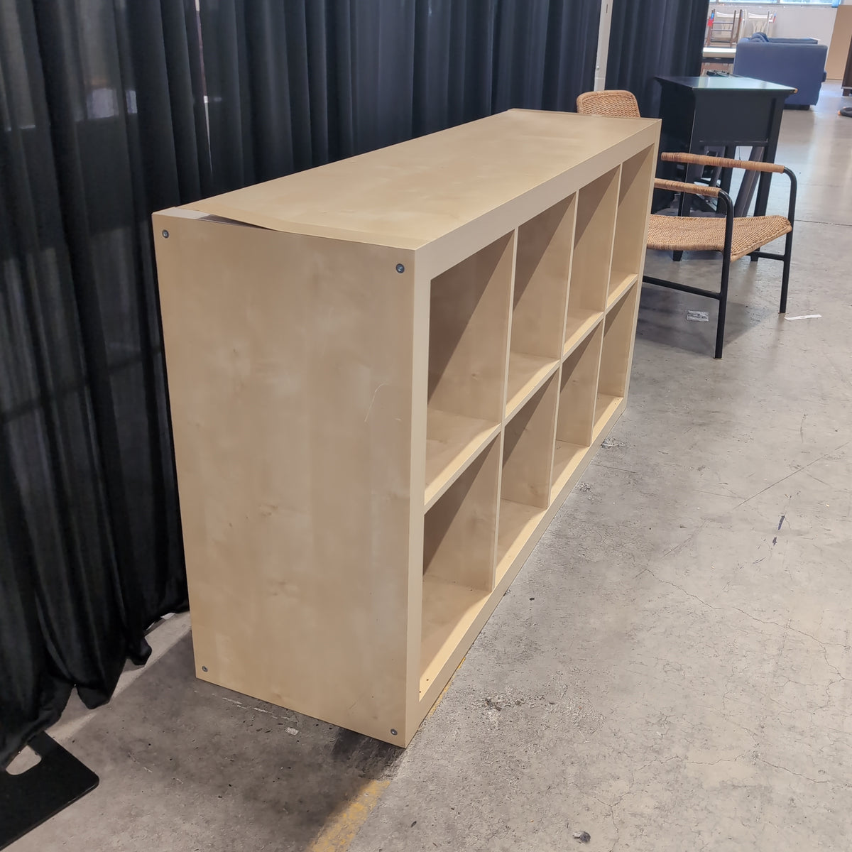 Blonde Wood Cube Bookcase with Nine Compartments