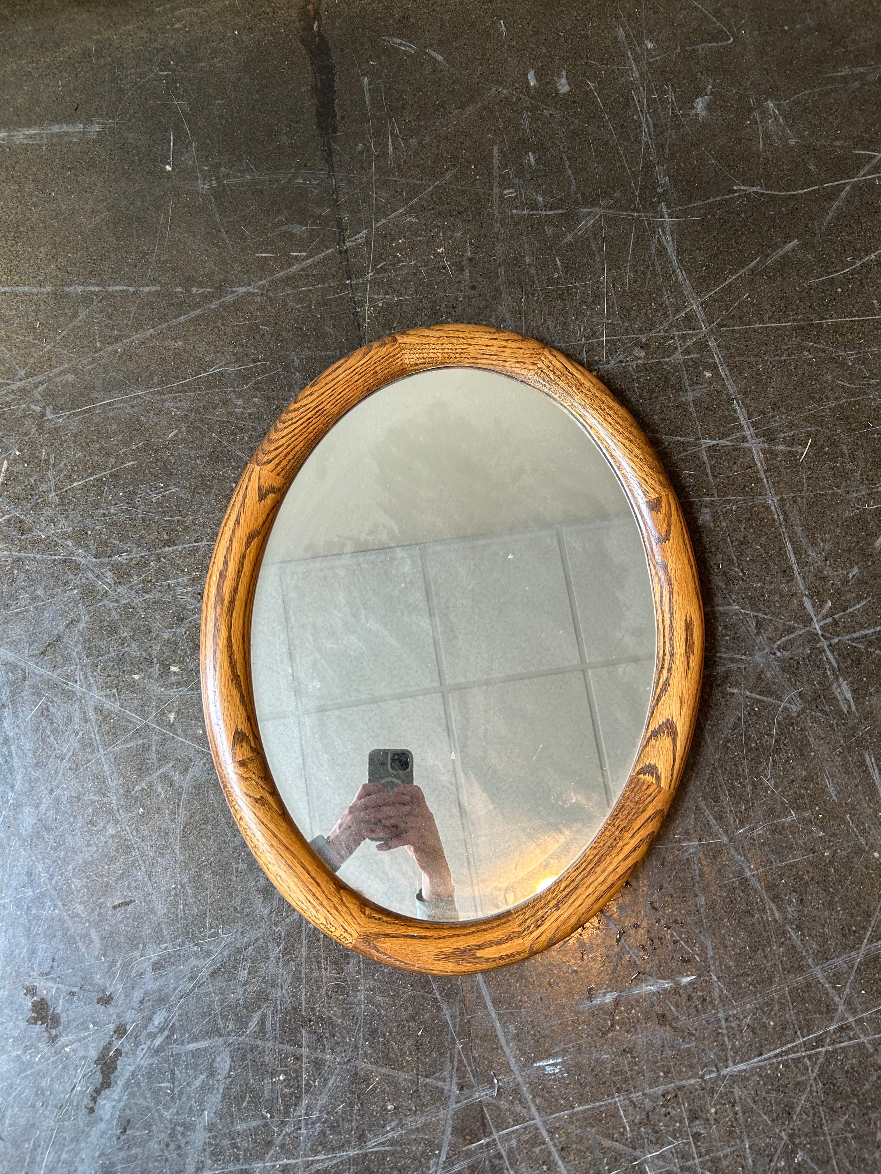 Small Wood Oval Mirror