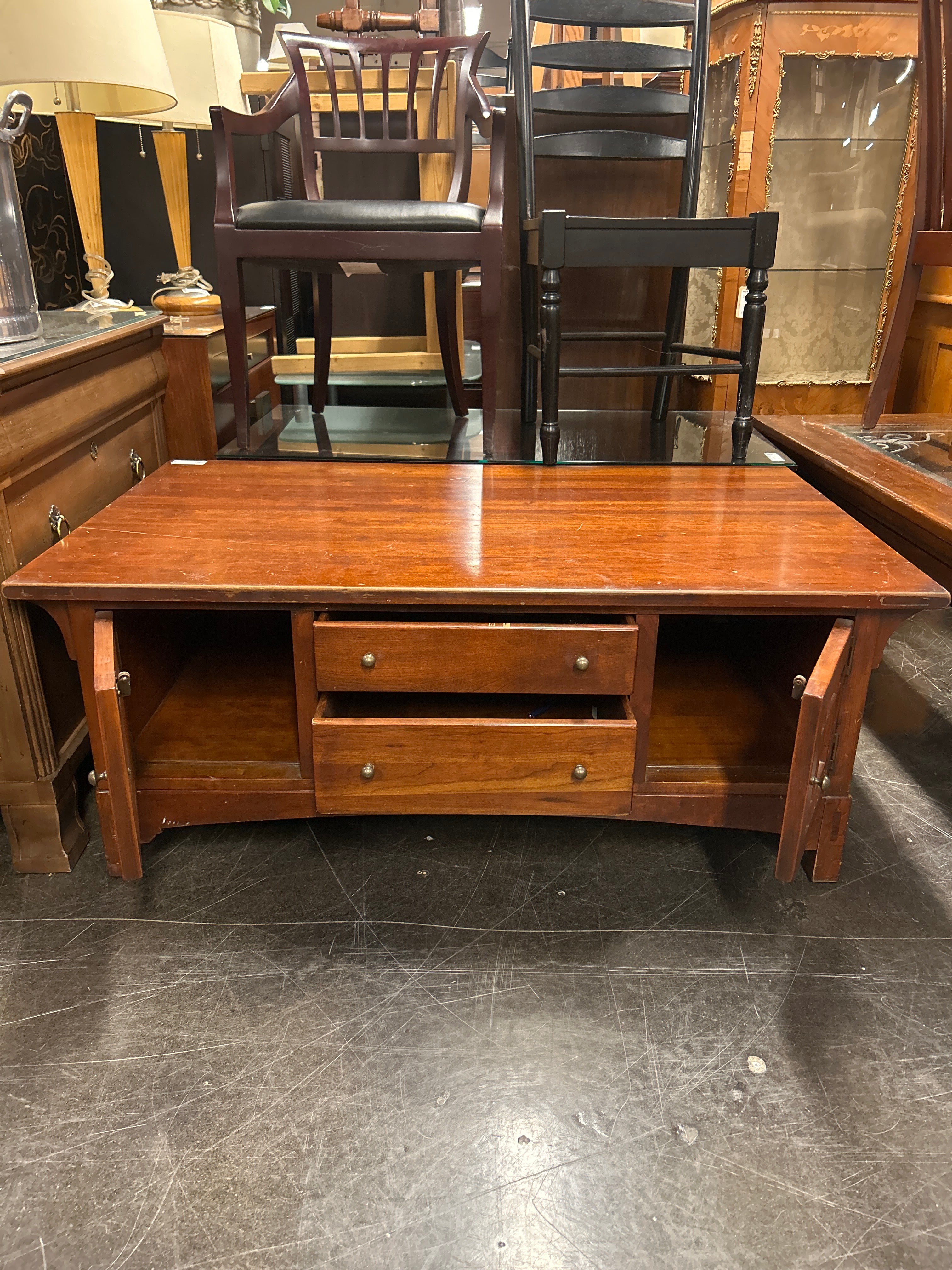 Cherry Wood Coffee Table with Storage