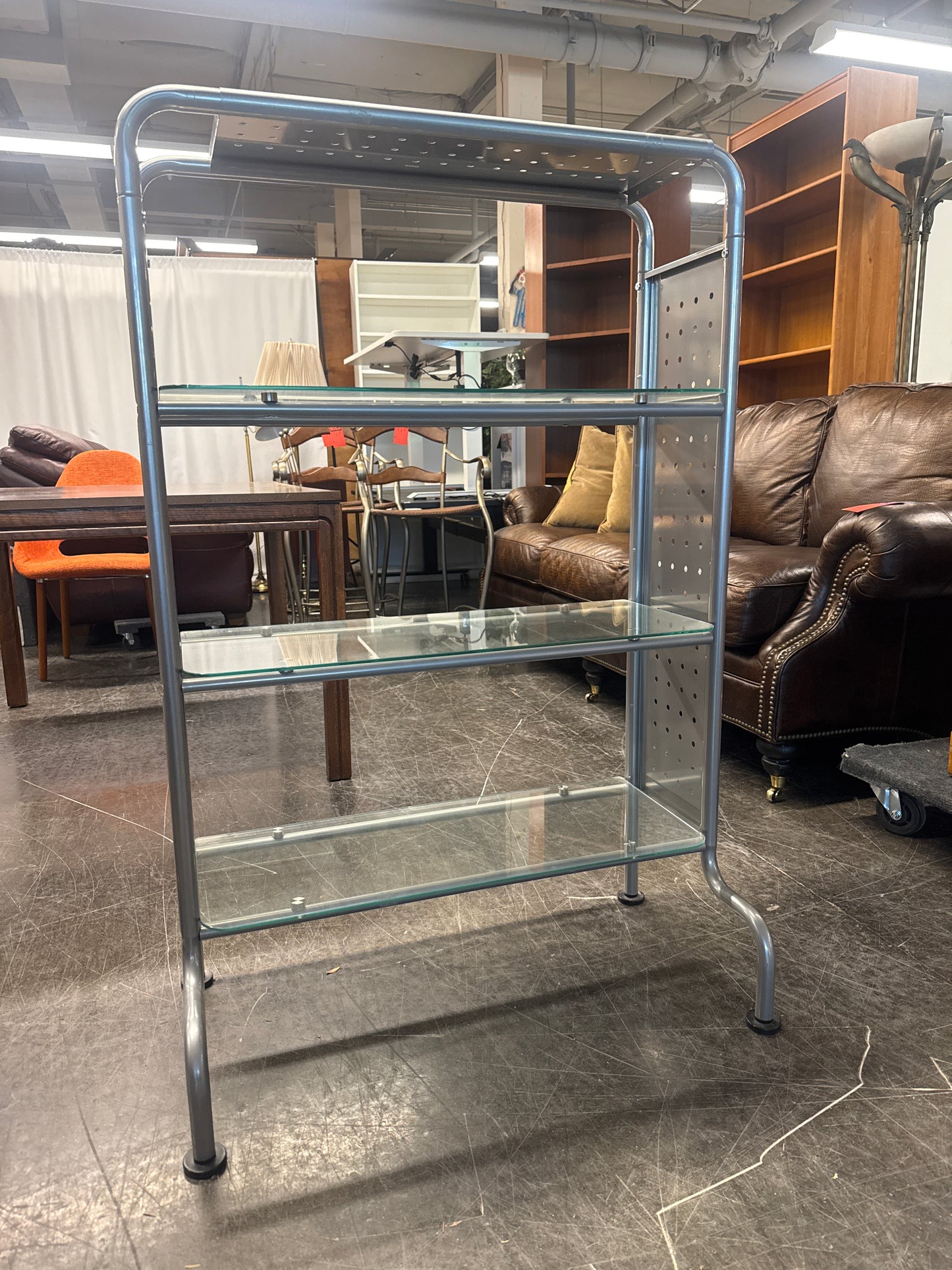 Glass and Silver Metal Bookshelf