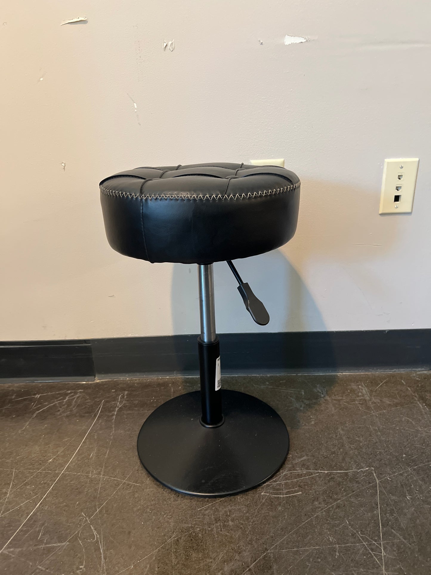 Black Faux Leather Swivel Vanity Stool