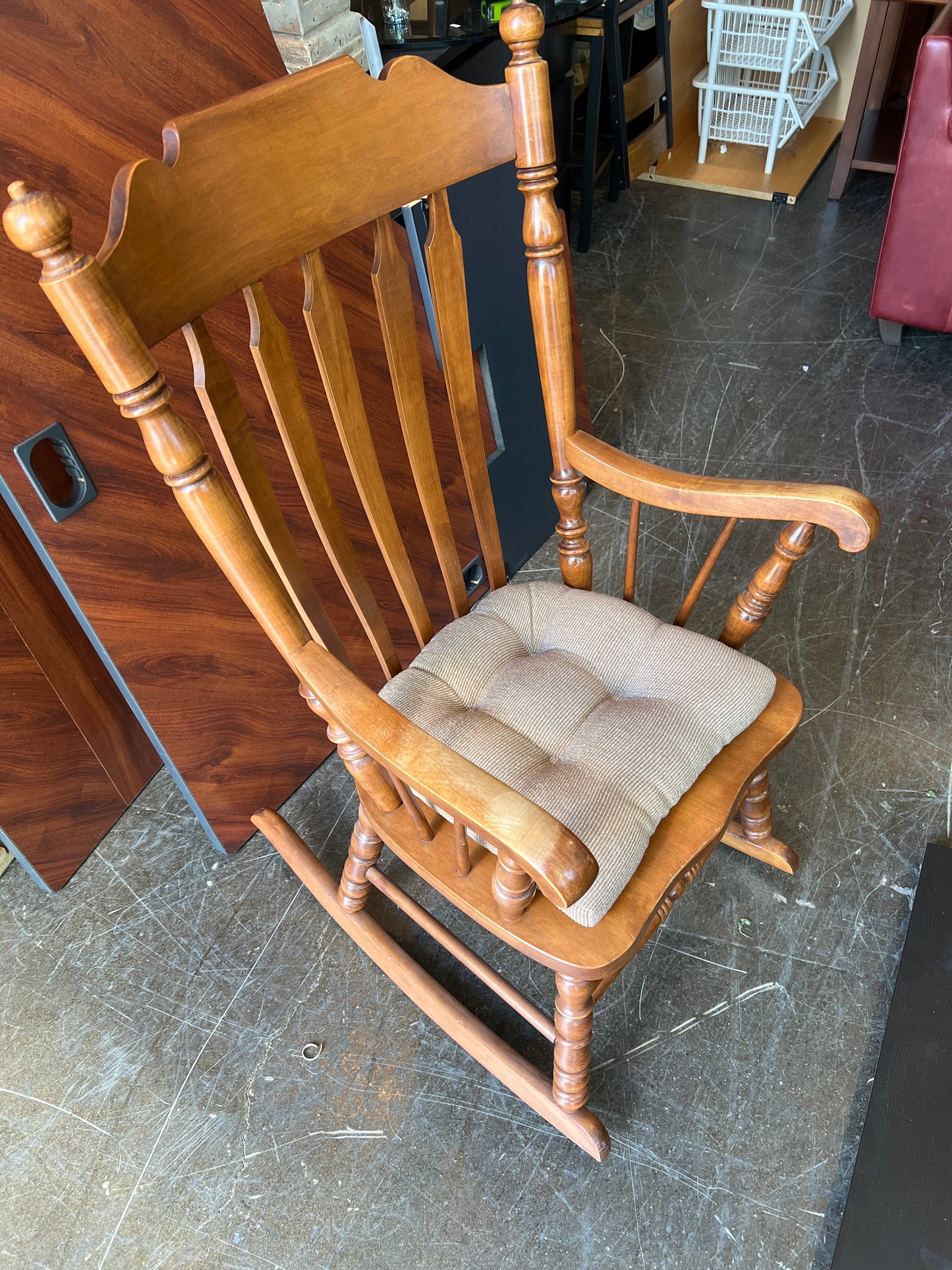 Solid Wood Rocking Chair with Cushion