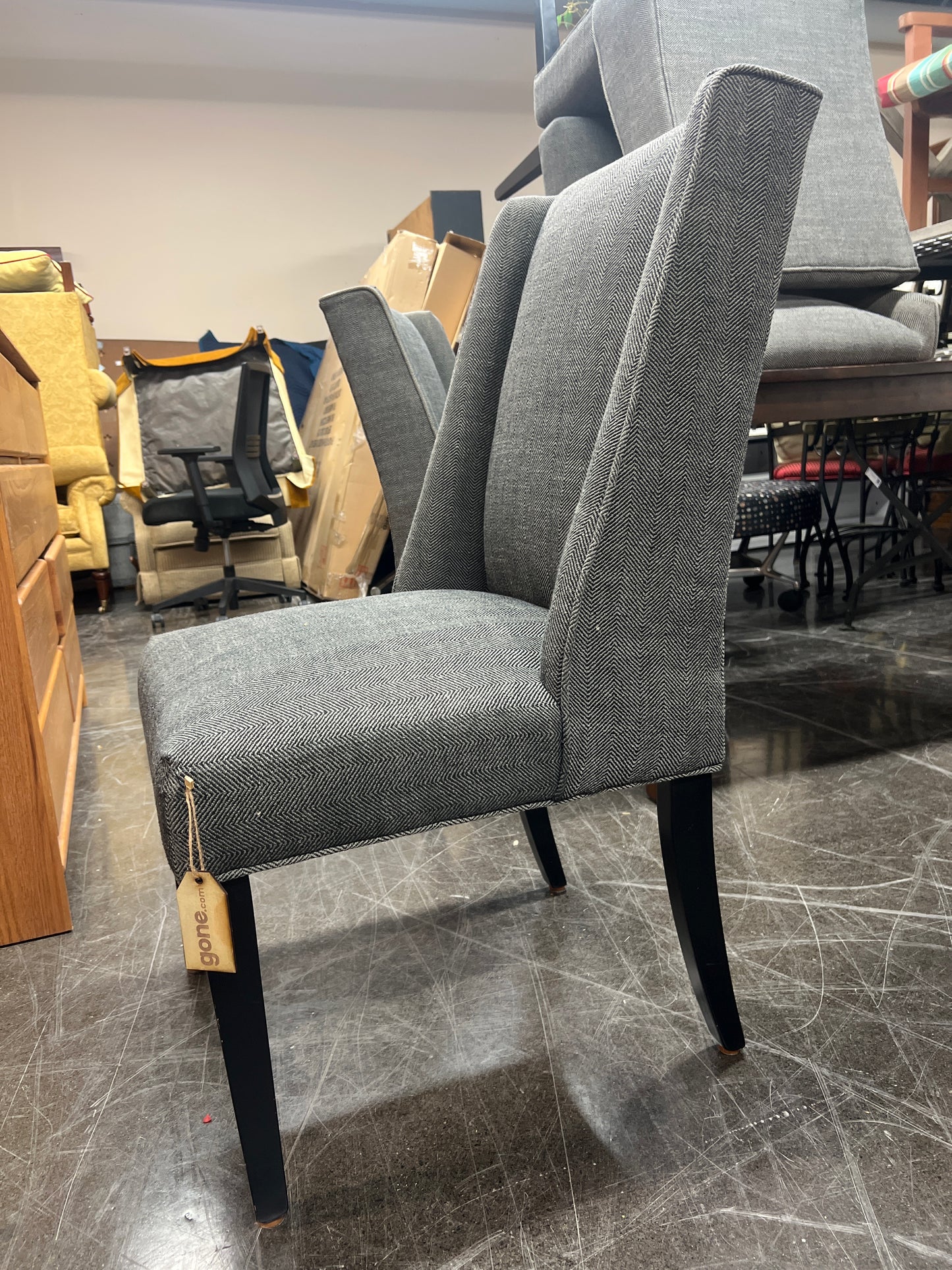 World Market, Gray Upholstered Chairs