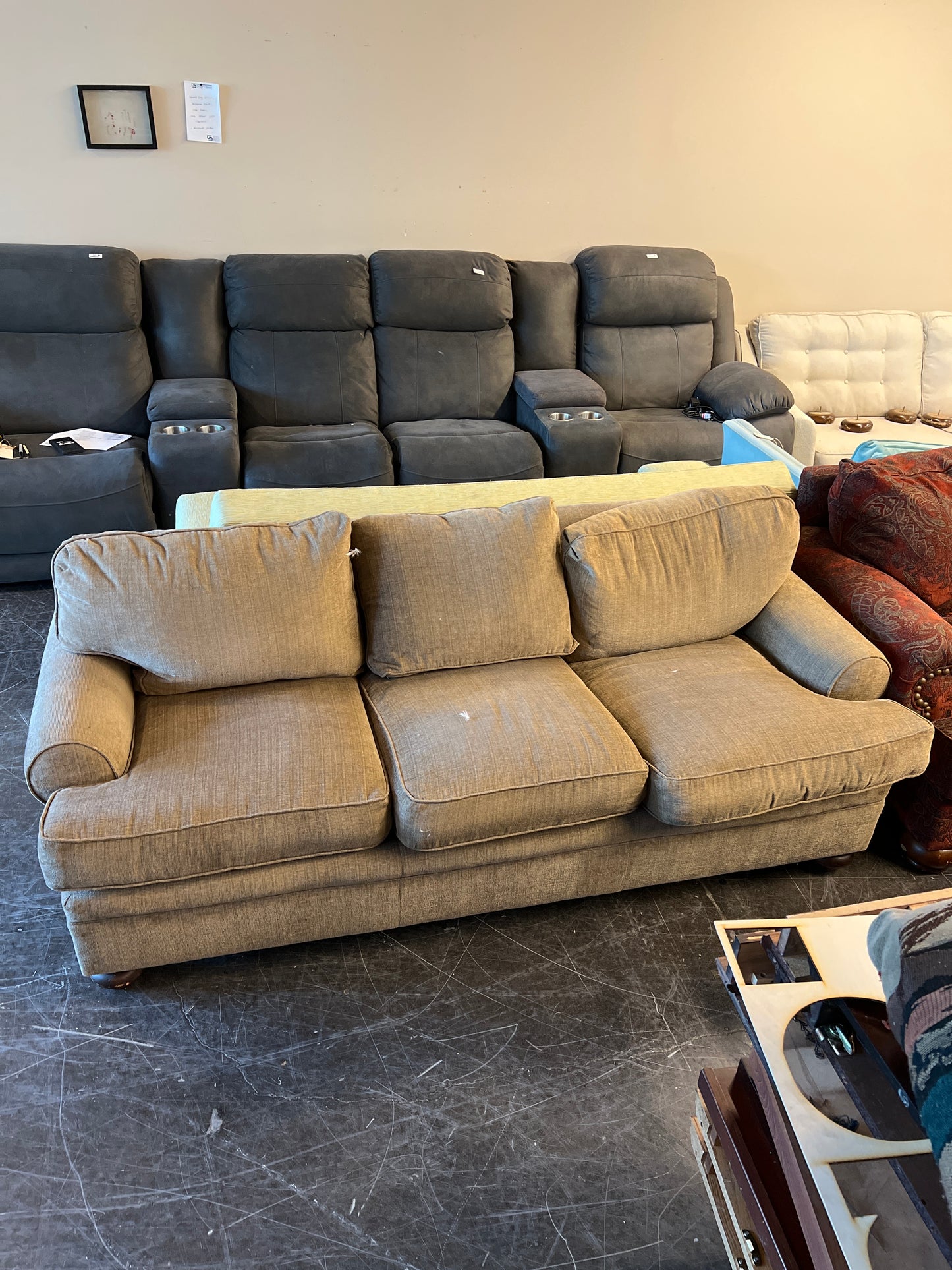 Kravet Furniture Sofa: Taupe Textured Fabric