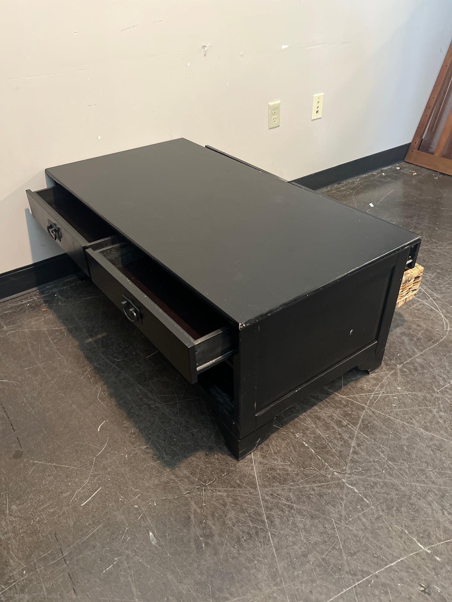 Rustic Black Coffee Table with Storage