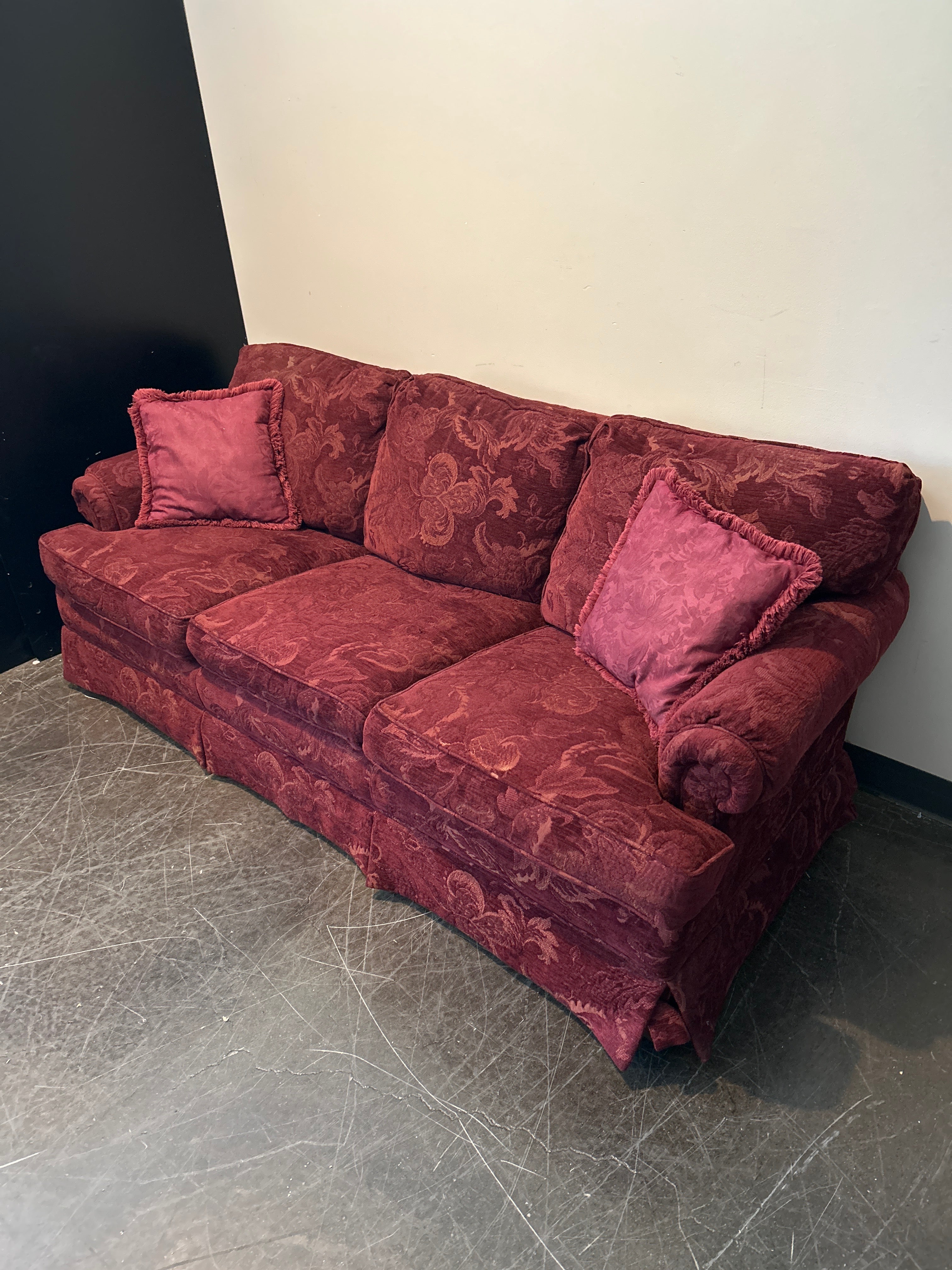Drexel Heritage Burgundy Damask Sofa