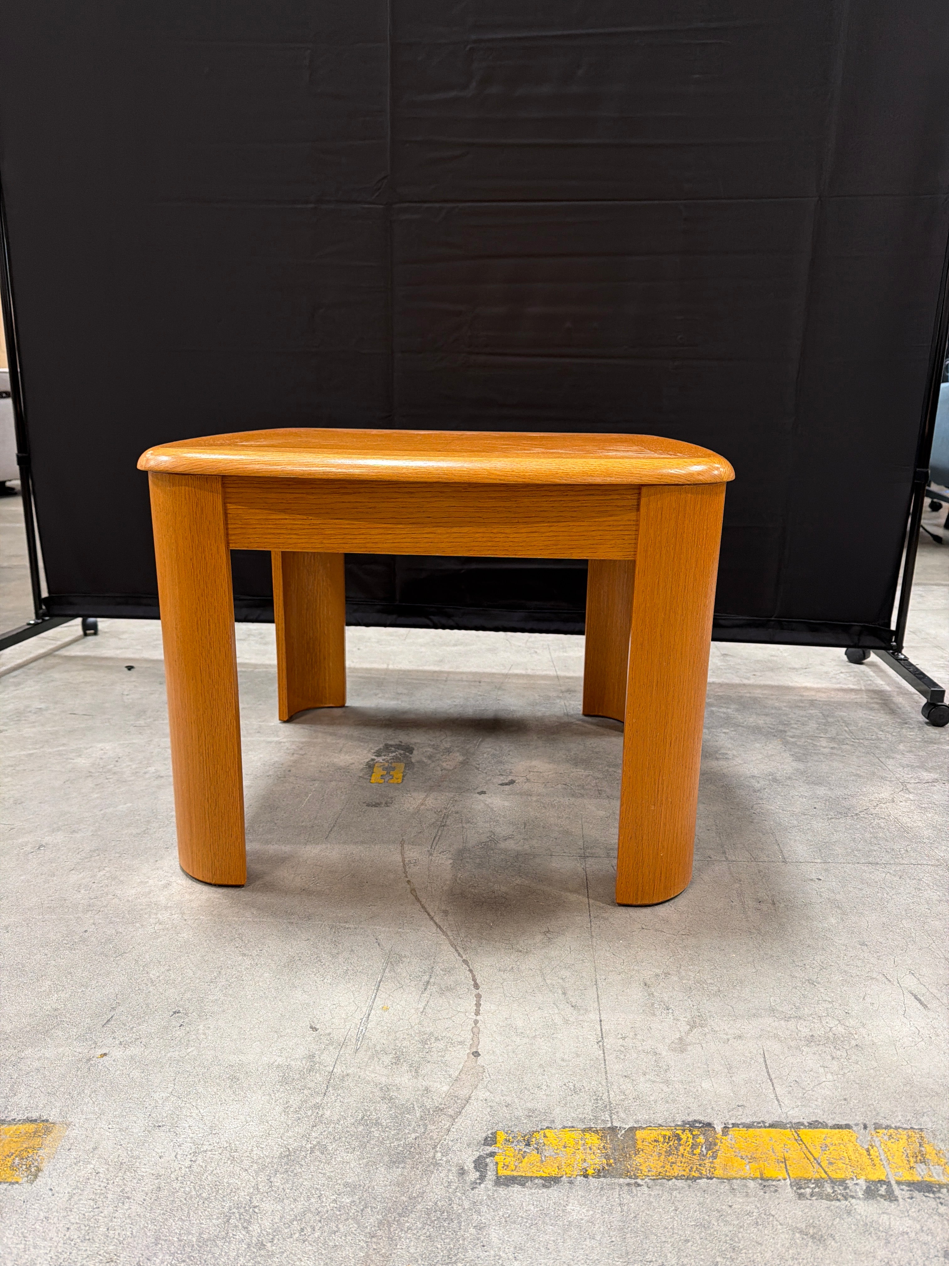 Square Wood Side Table with Geometric Top Design