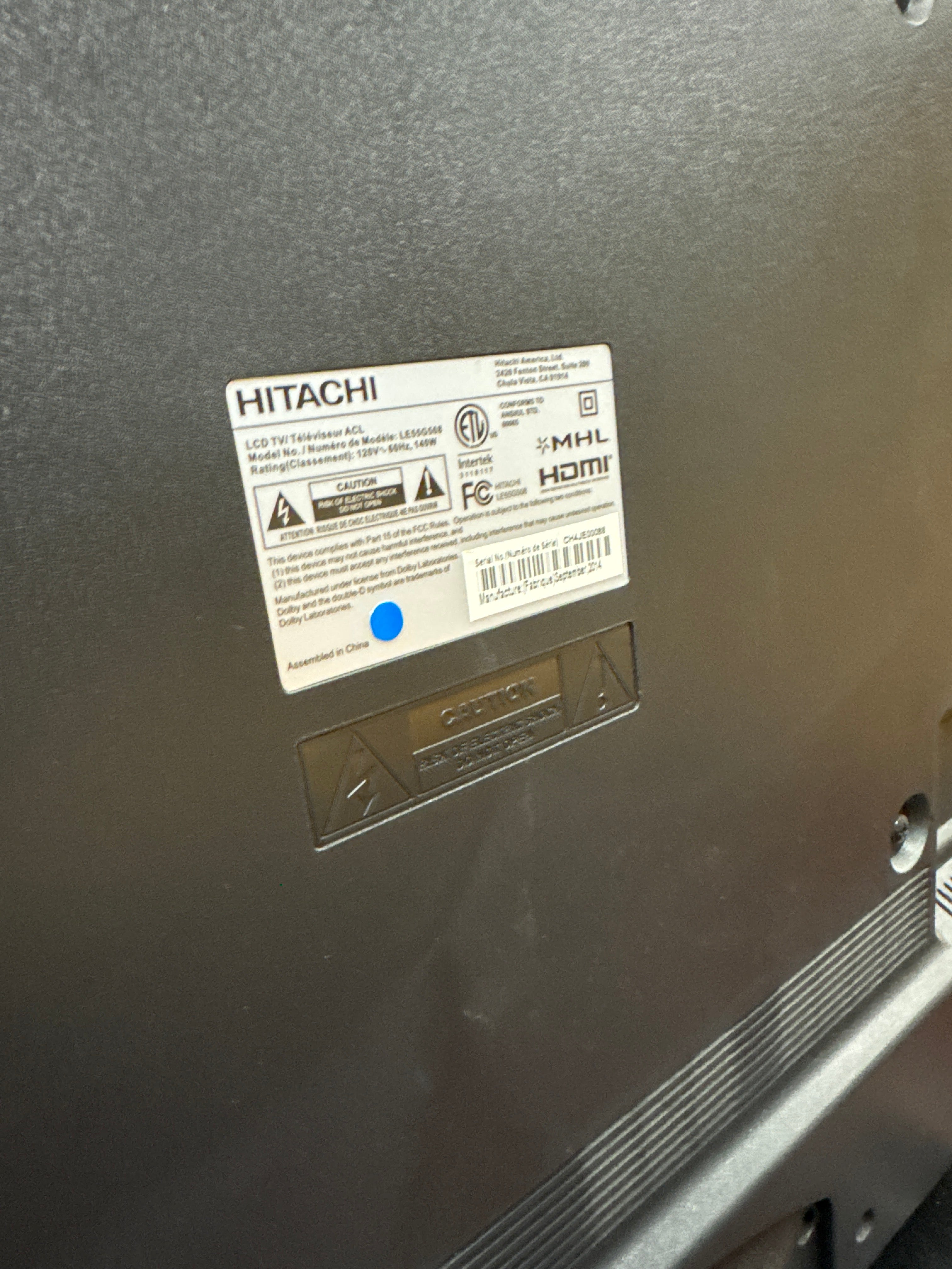 Hitachi 55" LED LCD TV (Model LE55G508) with HDMI & MHL