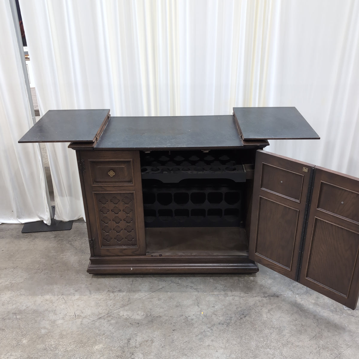 Brown Wood Traditional Buffet with Carved Doors