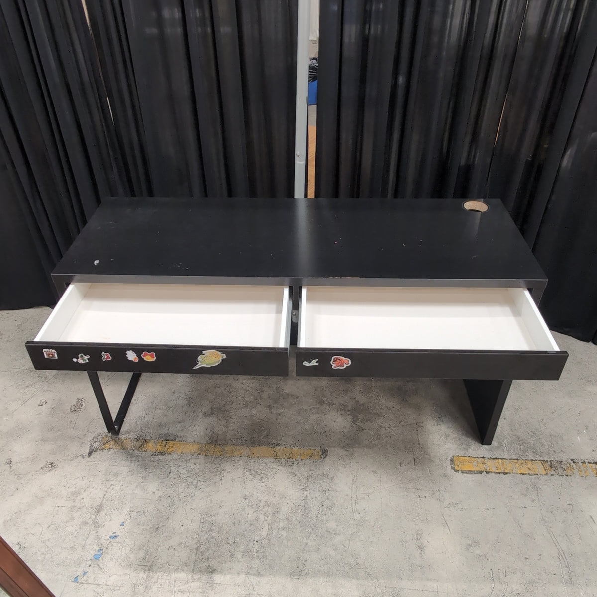 Black Laminate Desk with Two Drawers