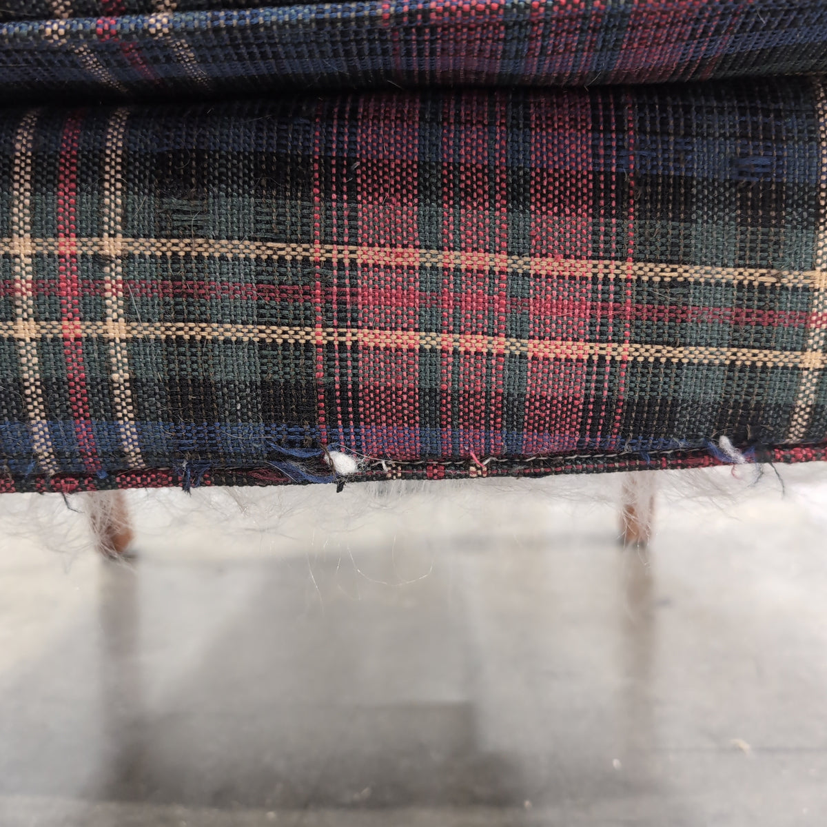 Traditional Red Plaid Wingback Chair with Carved Legs