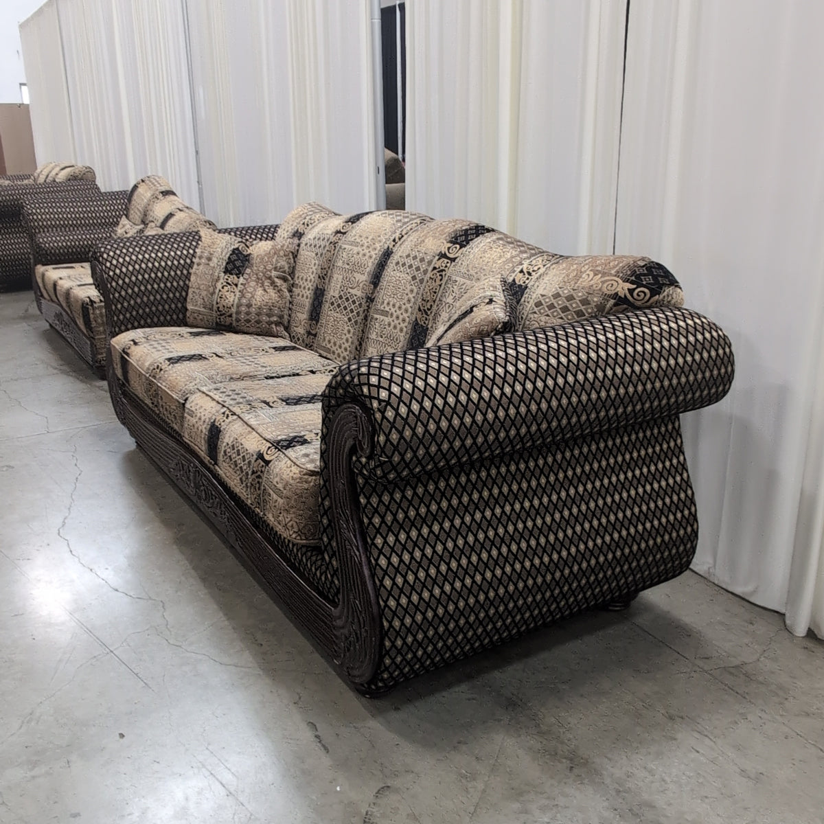Ornate Gold and Black Patterned Couch