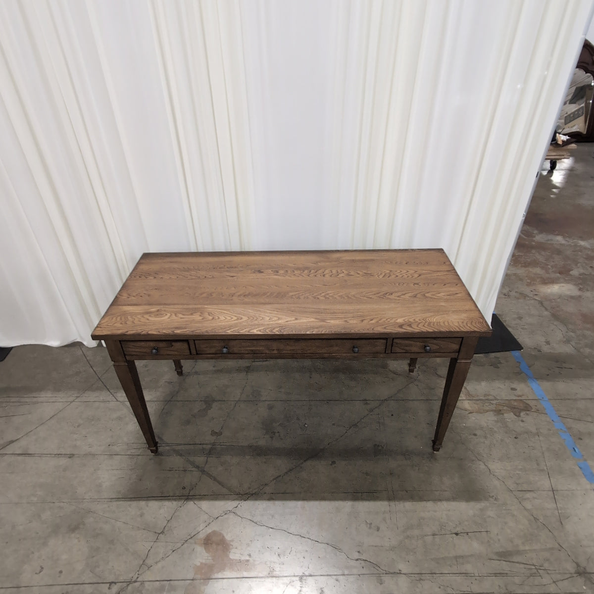 Classic Brown Wood Desk with Two Drawers