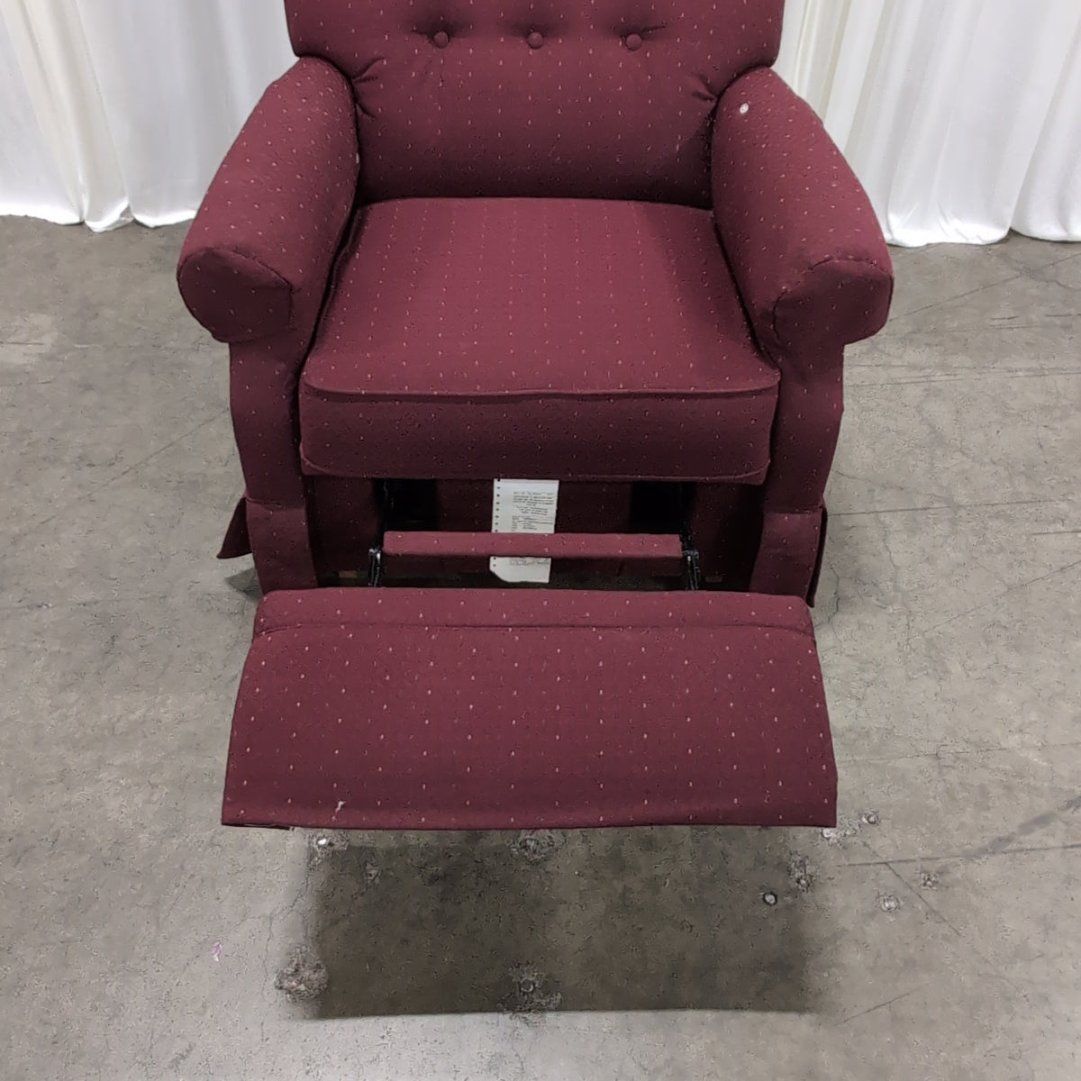 Deep Red Tufted Recliner in Fabric
