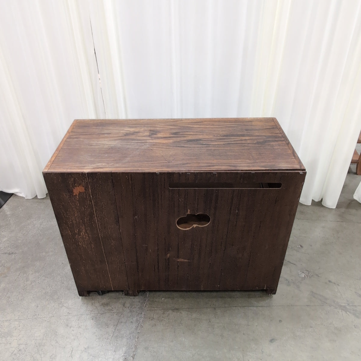 Dark Stained Wood TV Stand with Glass Doors